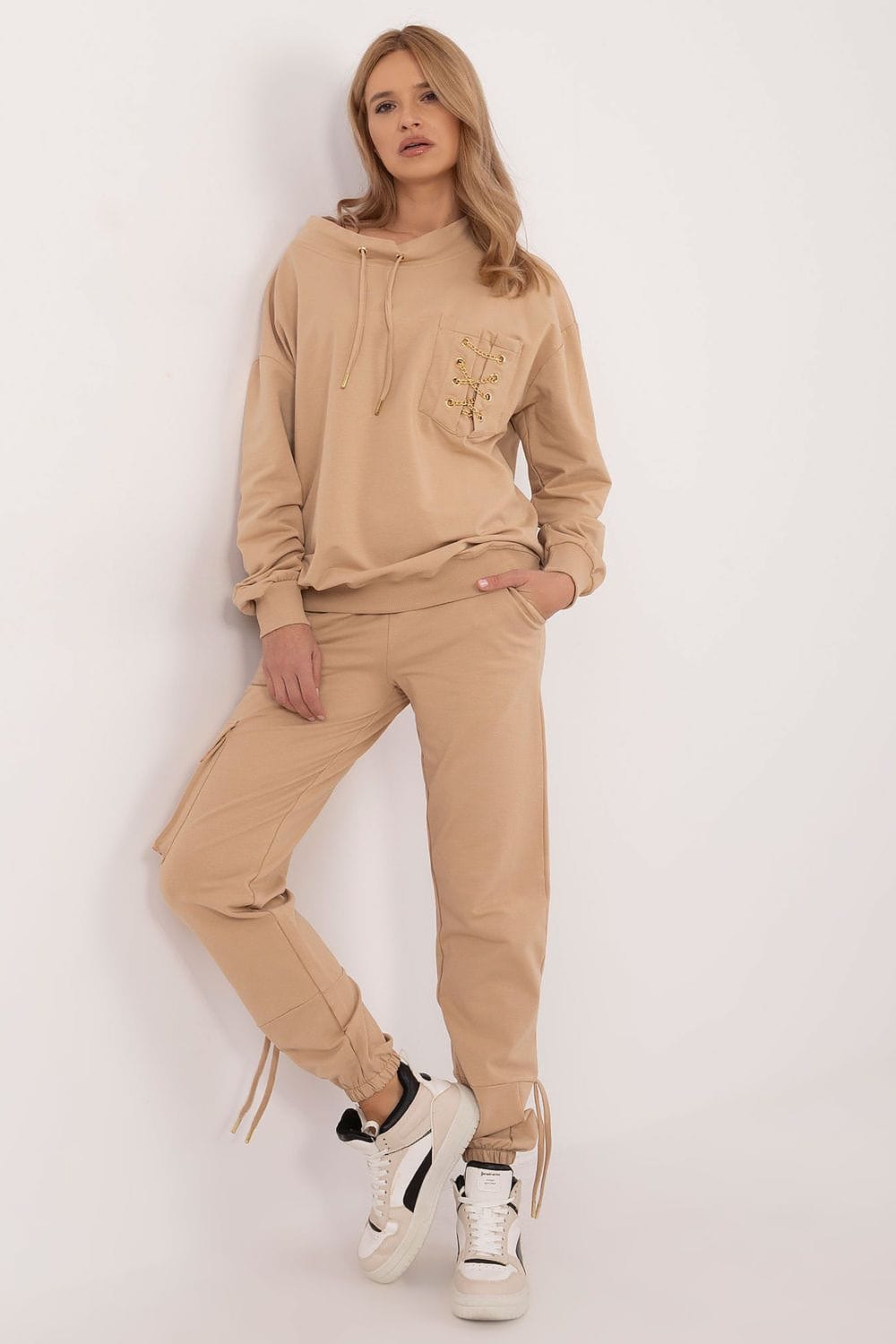 Women Tracksuit Set Cotton Elastane Chain - ShalayeFashion