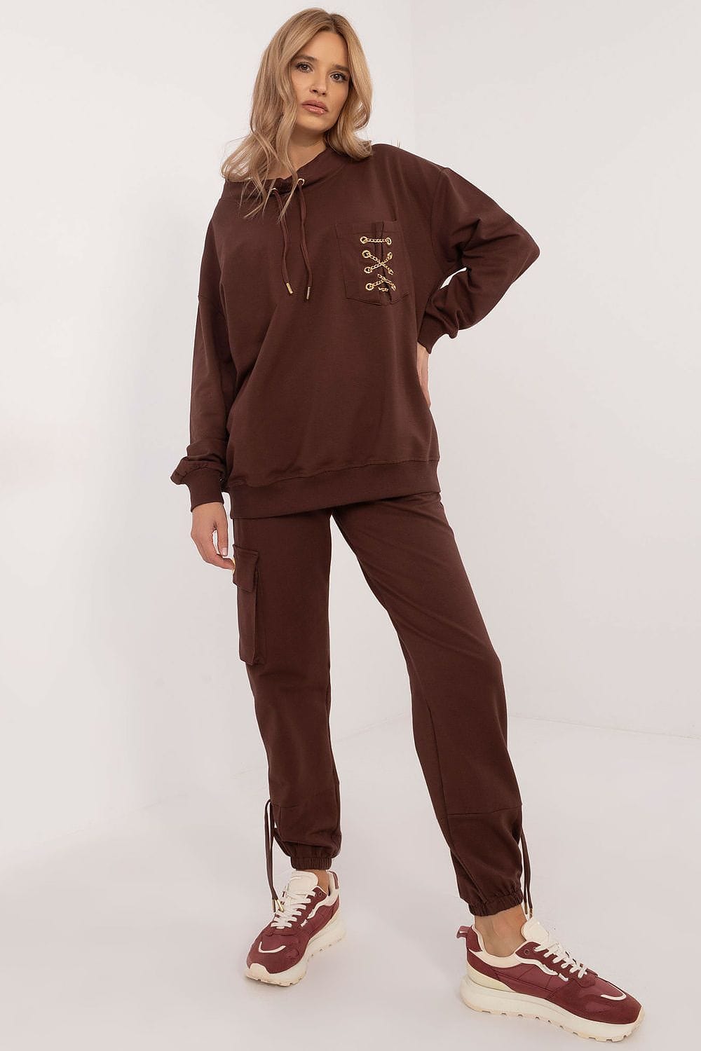 Women Tracksuit Set Cotton Elastane Chain - ShalayeFashion