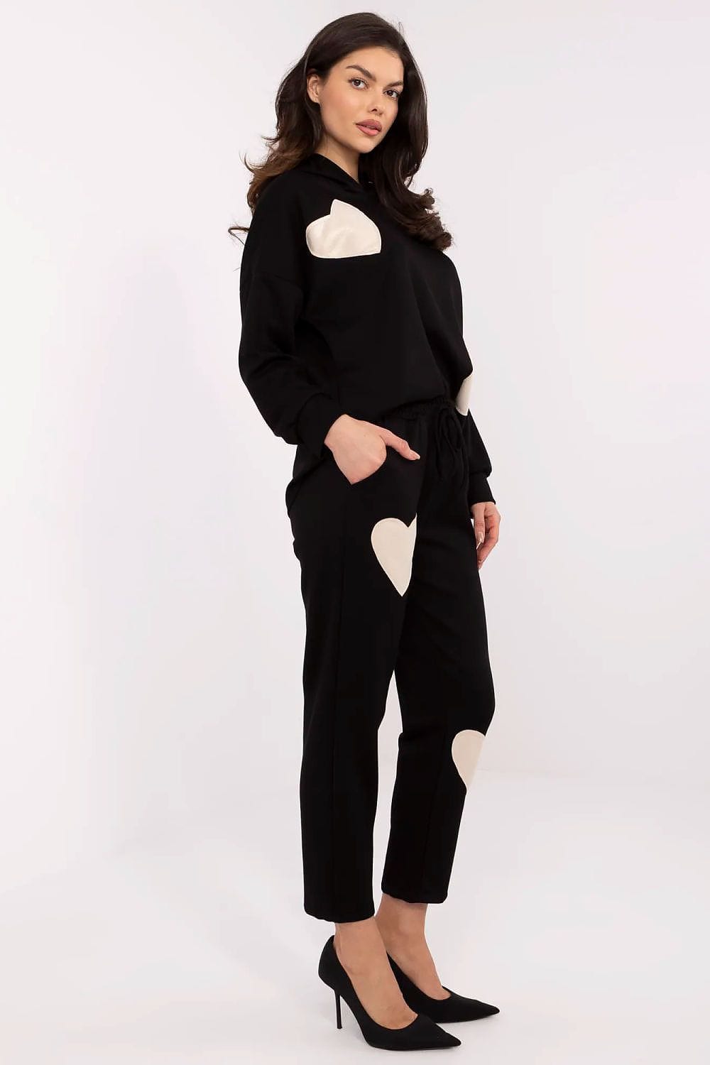 Women Tracksuit Set Heart Patches - ShalayeFashion