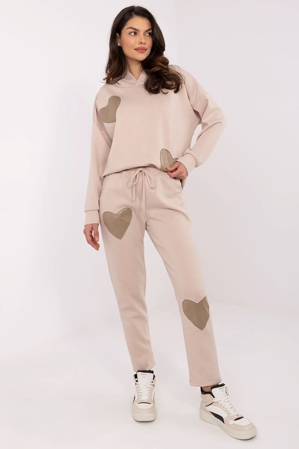 Women Tracksuit Set Heart Patches - ShalayeFashion