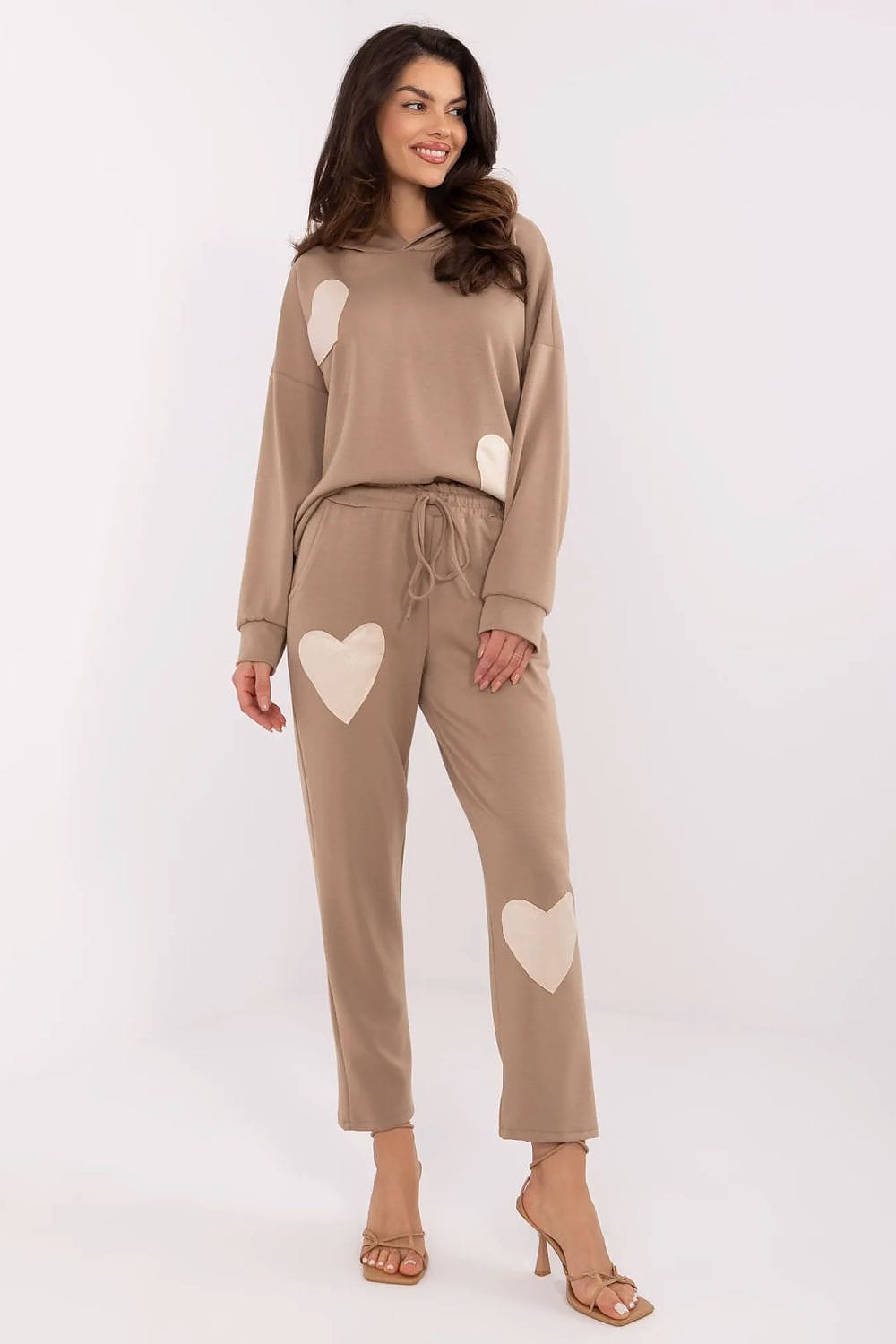 Women Tracksuit Set Heart Patches - ShalayeFashion