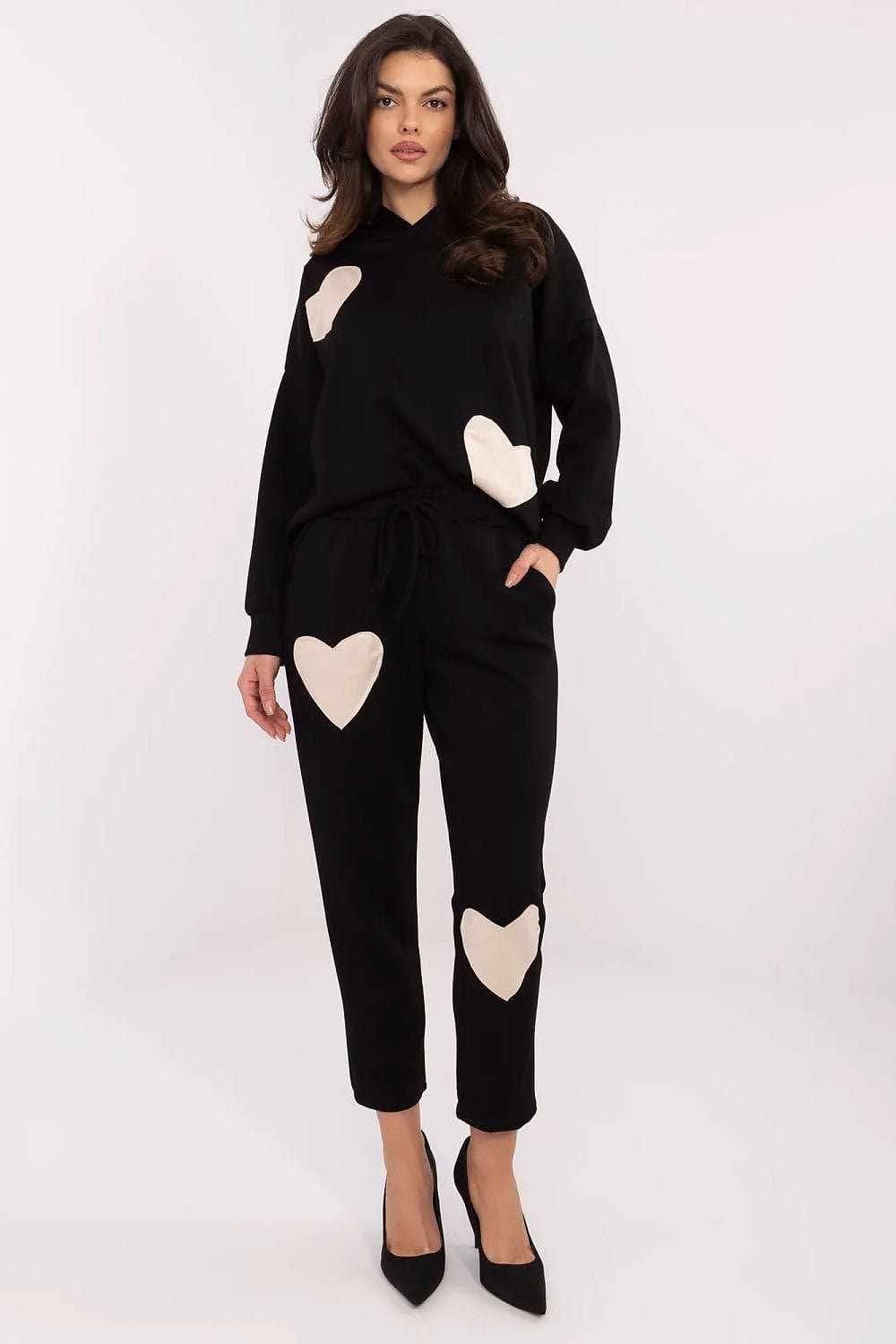 Women Tracksuit Set Heart Patches - ShalayeFashion