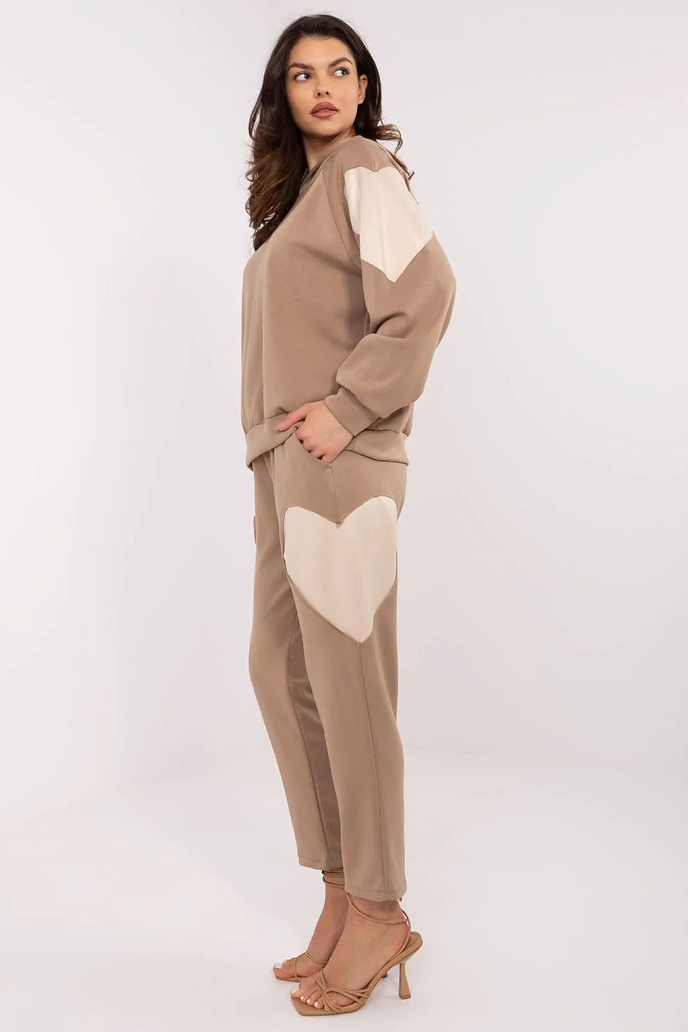 Women Tracksuit Set Heart Patches Hood - ShalayeFashion