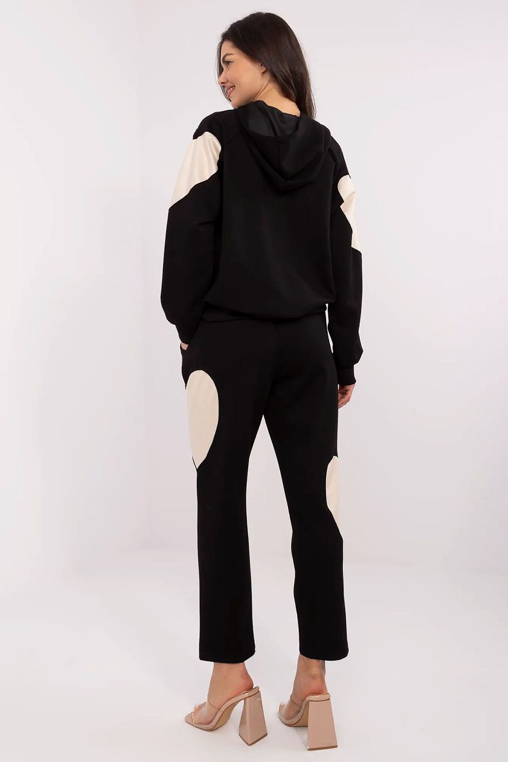 Women Tracksuit Set Heart Patches Hood - ShalayeFashion