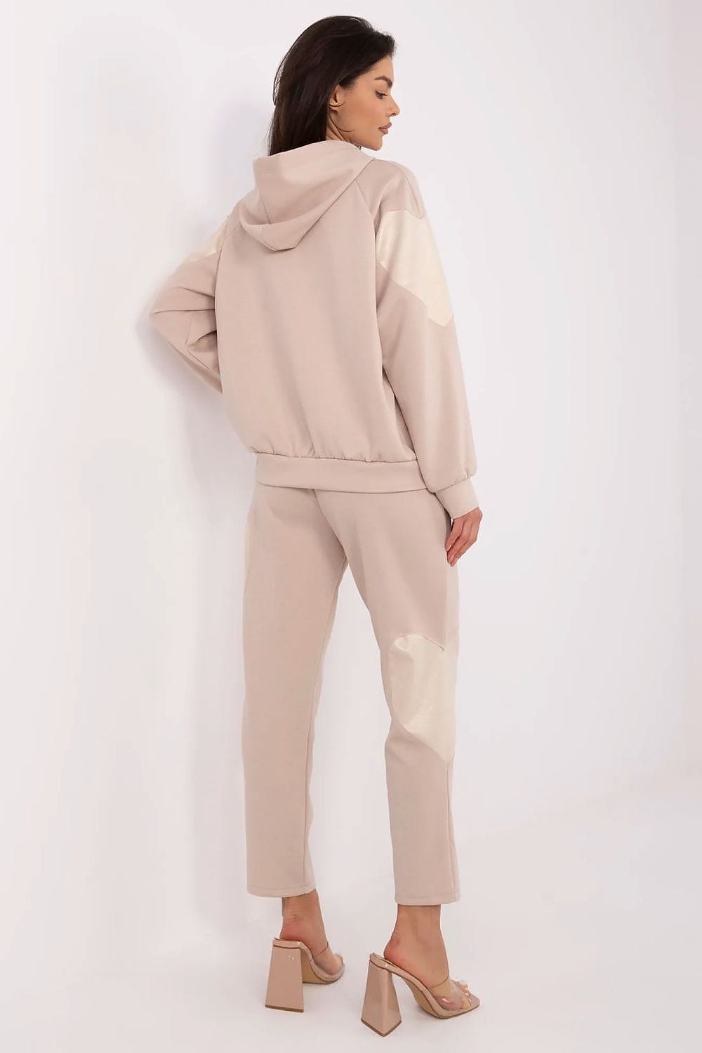 Women Tracksuit Set Heart Patches Hood - ShalayeFashion