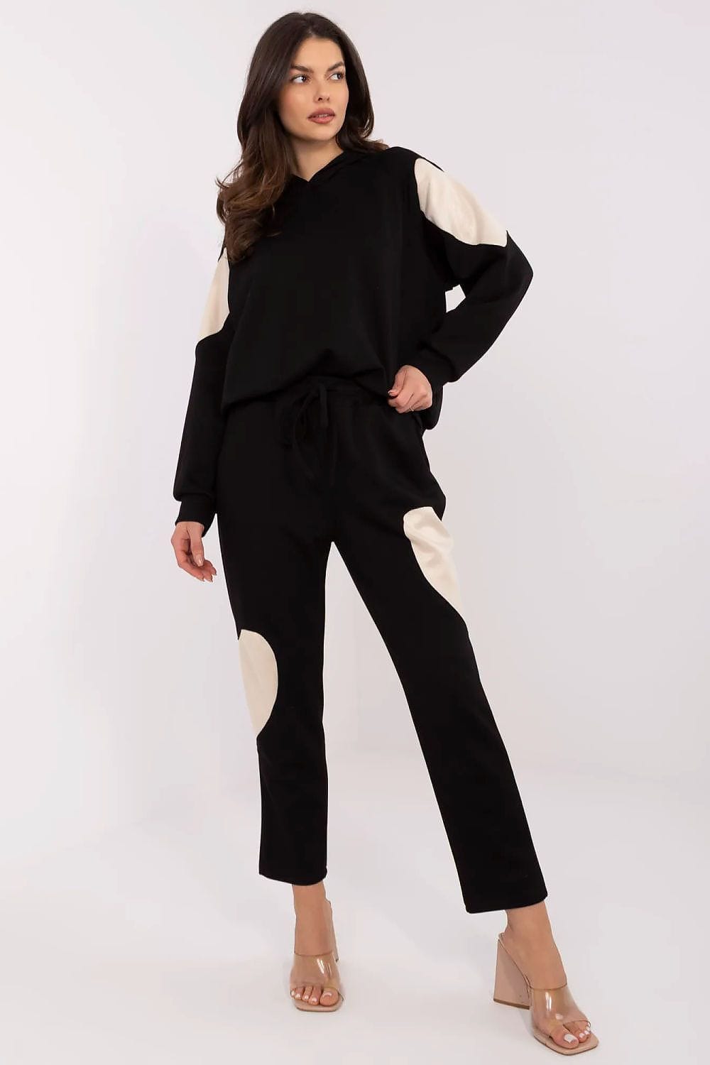 Women Tracksuit Set Heart Patches Hood - ShalayeFashion