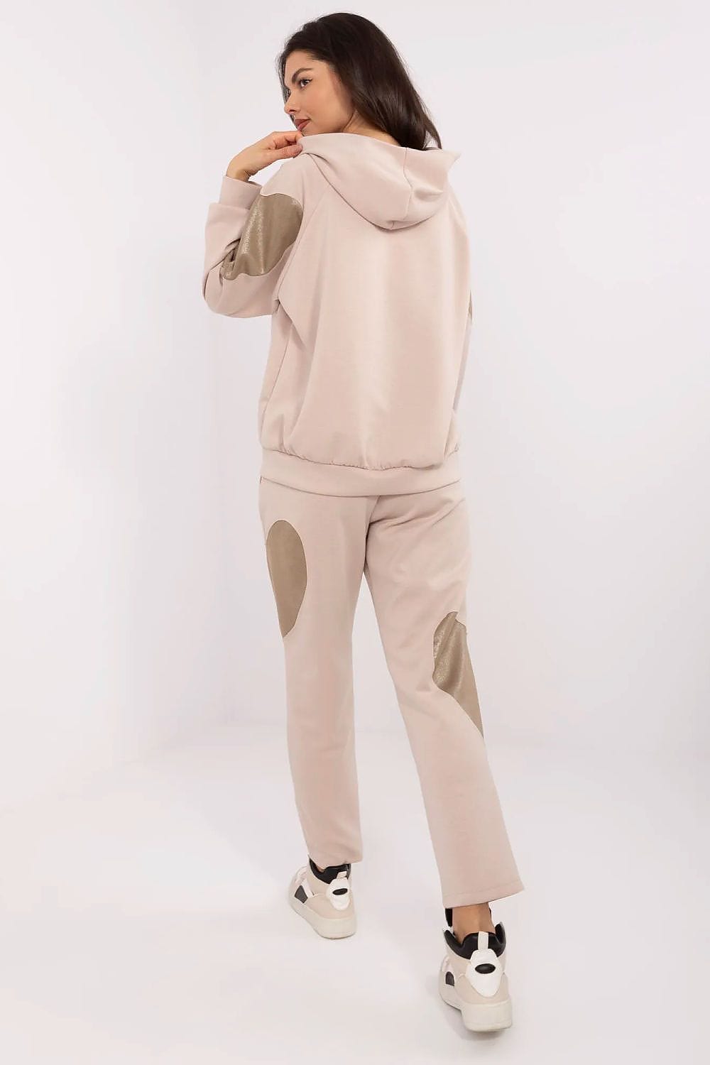 Women Tracksuit Set Heart Patches Hood - ShalayeFashion