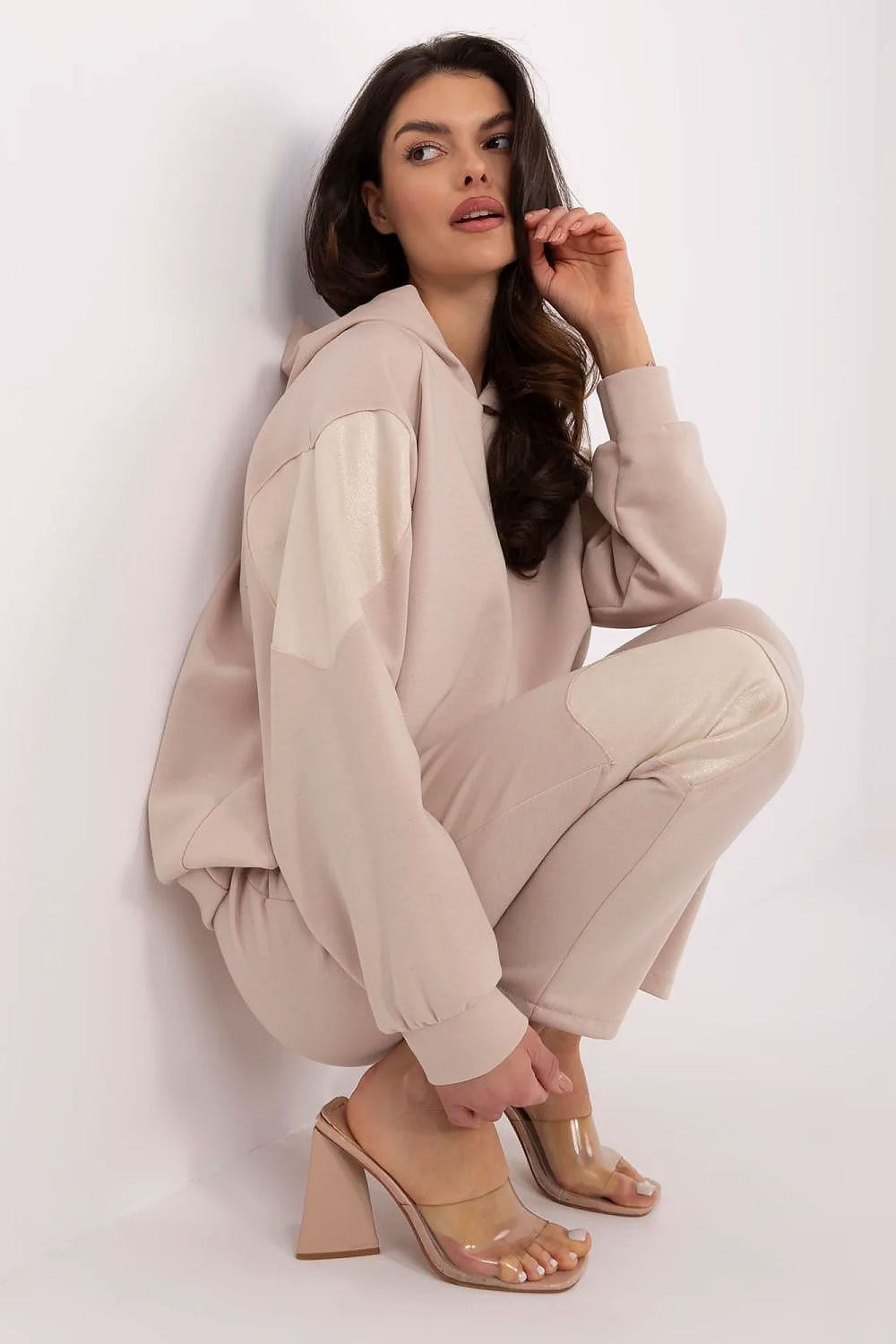Women Tracksuit Set Heart Patches Hood - ShalayeFashion