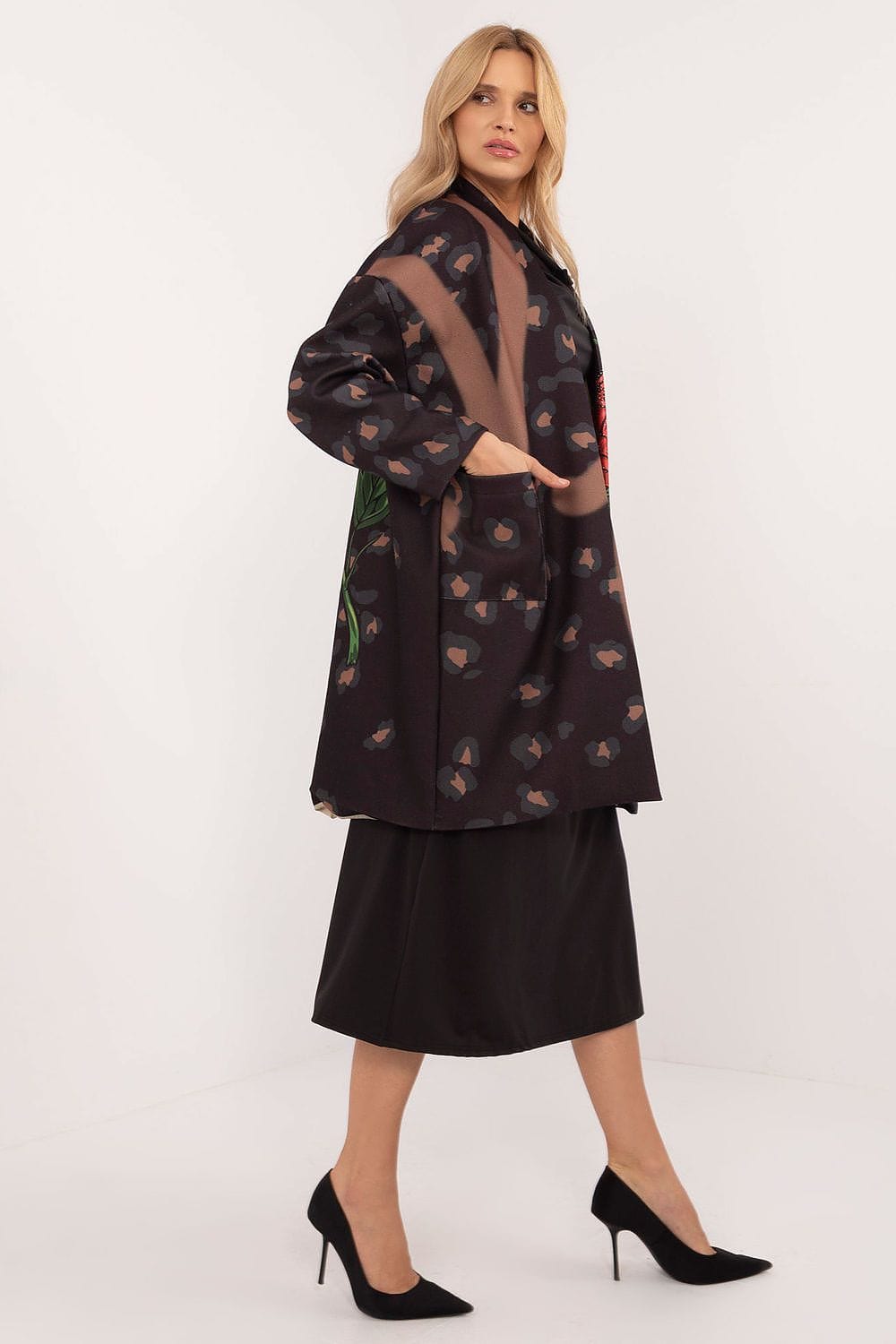 Women Transitional Coat Rose Print - ShalayeFashion