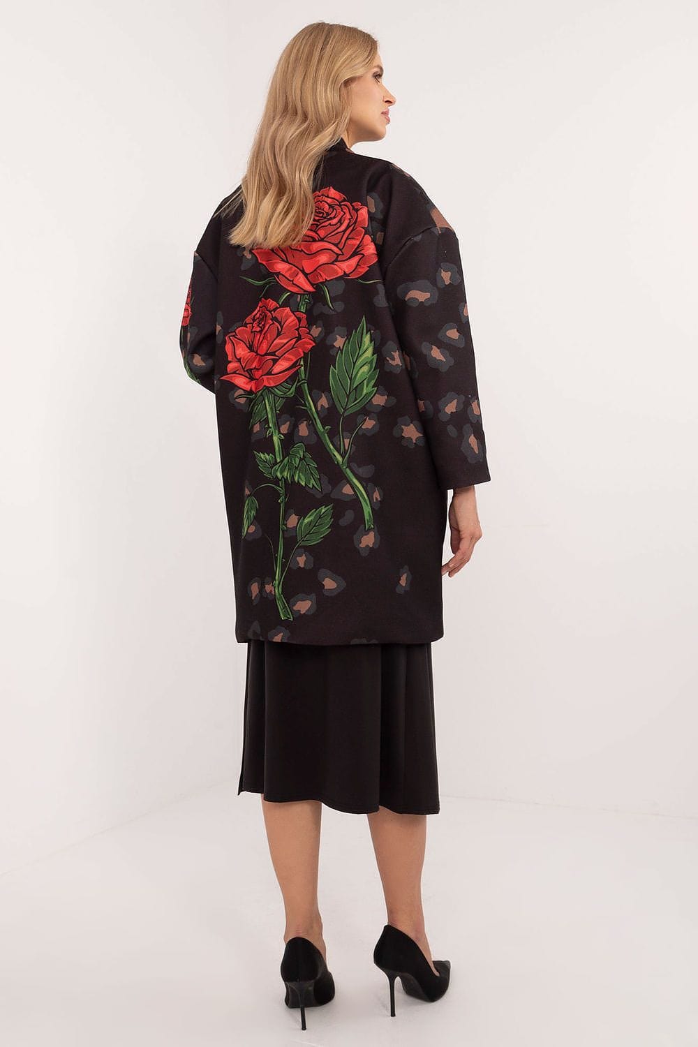 Women Transitional Coat Rose Print - ShalayeFashion