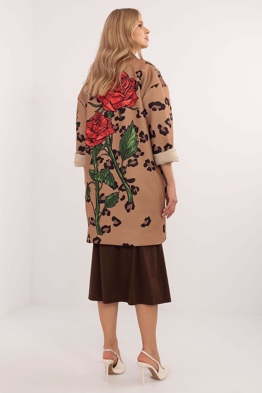 Women Transitional Coat Rose Print - ShalayeFashion