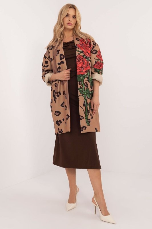 Women Transitional Coat Rose Print - ShalayeFashion