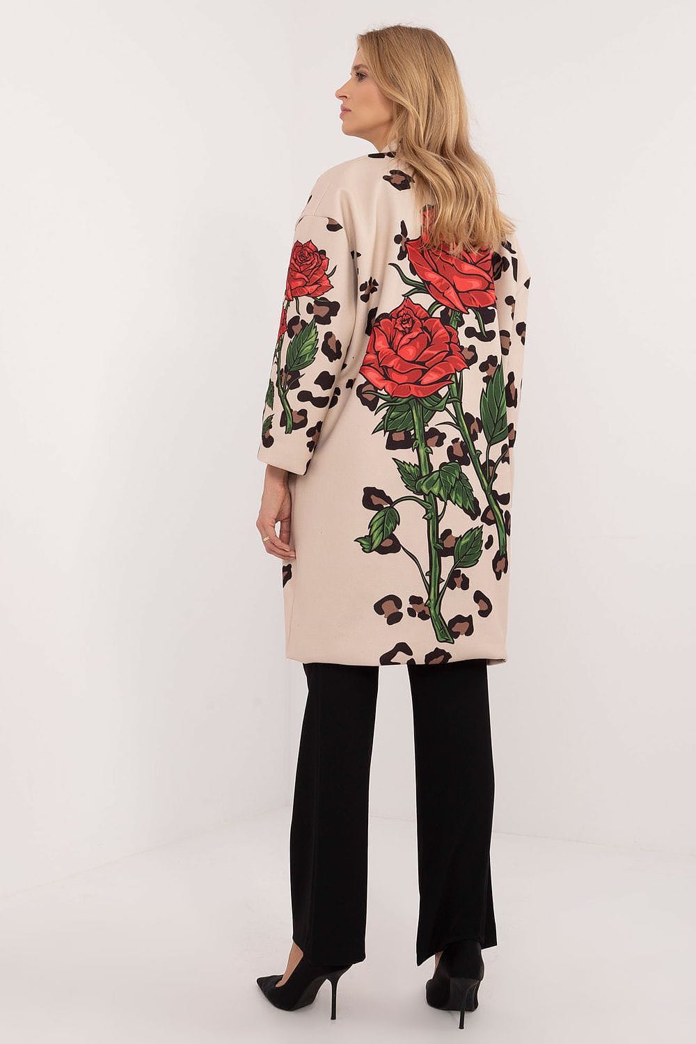 Women Transitional Coat Rose Print - ShalayeFashion