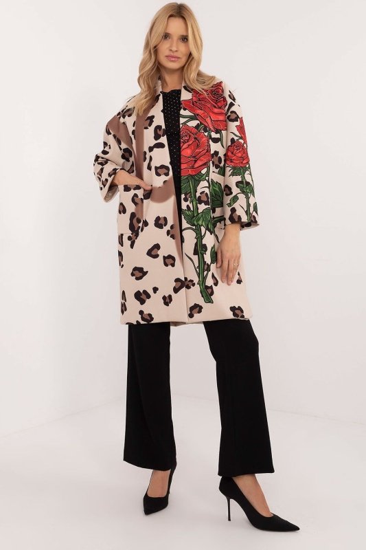 Women Transitional Coat Rose Print - ShalayeFashion