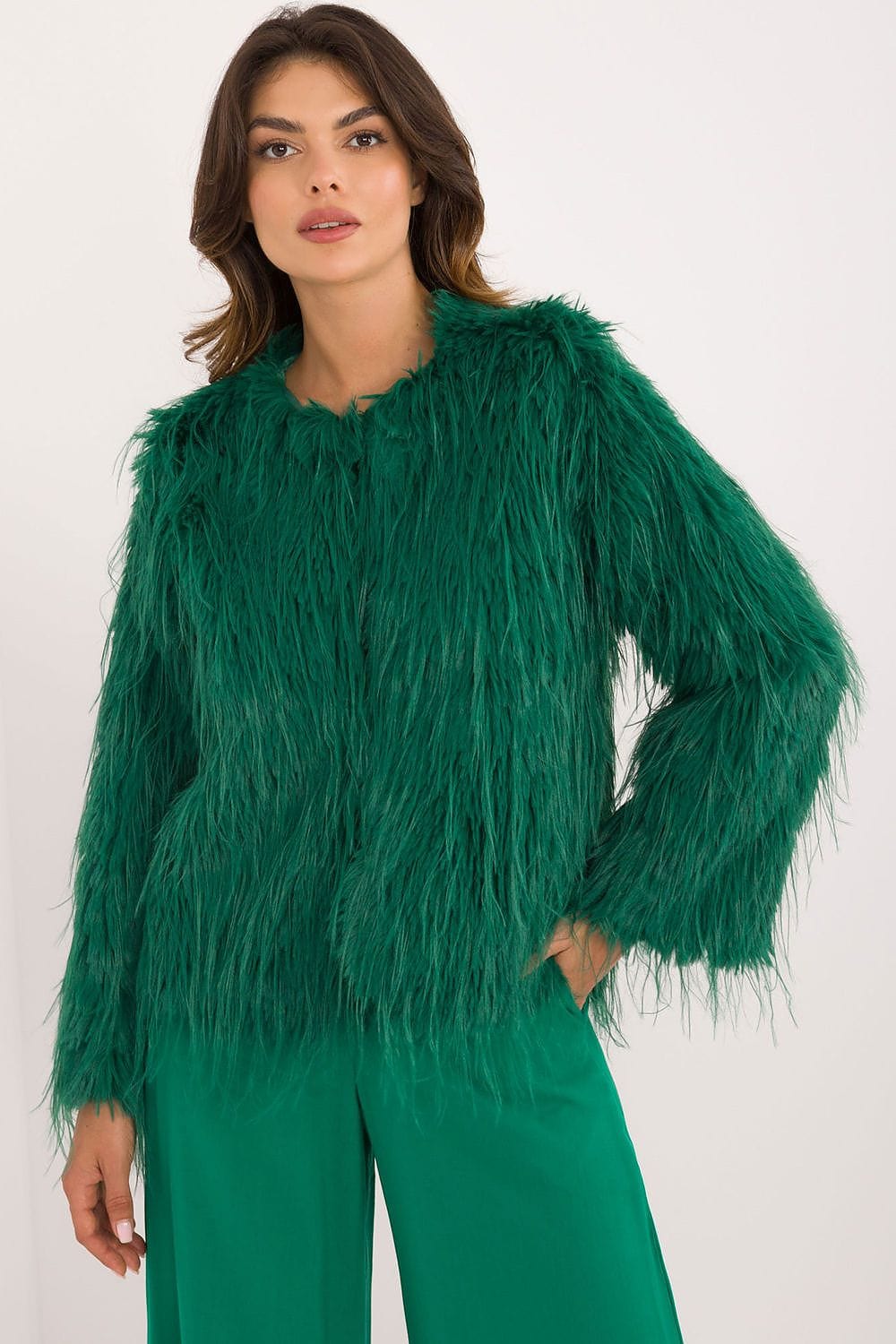 Women Transitional Jacket Fur Trim Elegant - ShalayeFashion