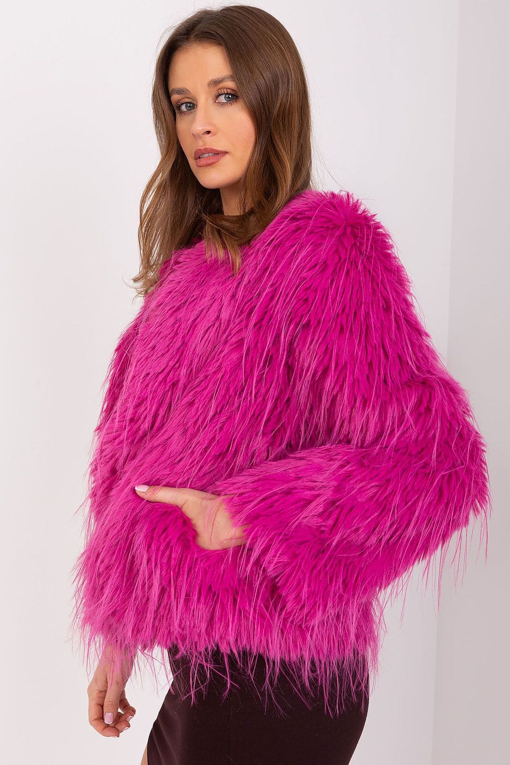 Women Transitional Jacket Fur Trim Elegant - ShalayeFashion