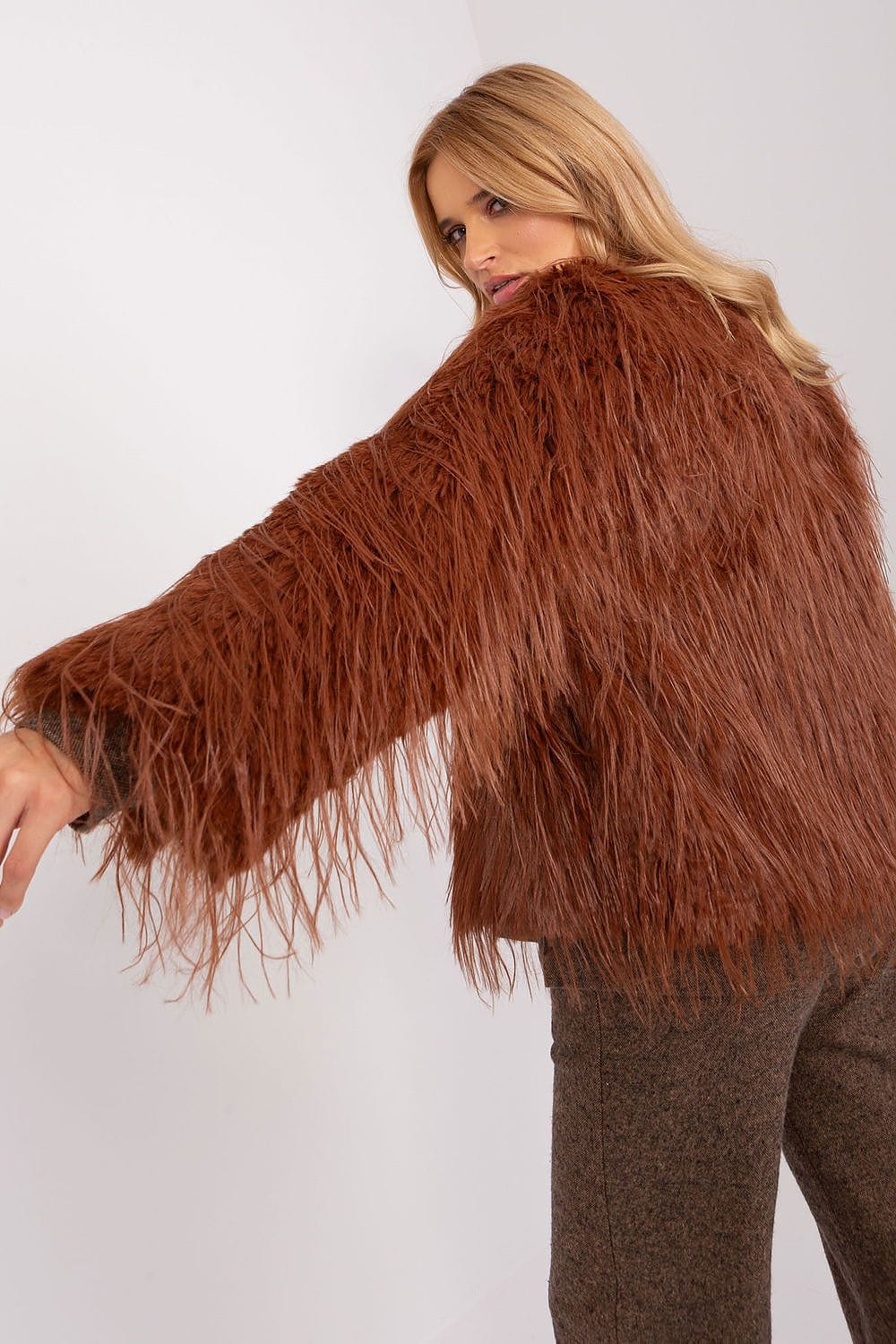 Women Transitional Jacket Fur Trim Elegant - ShalayeFashion