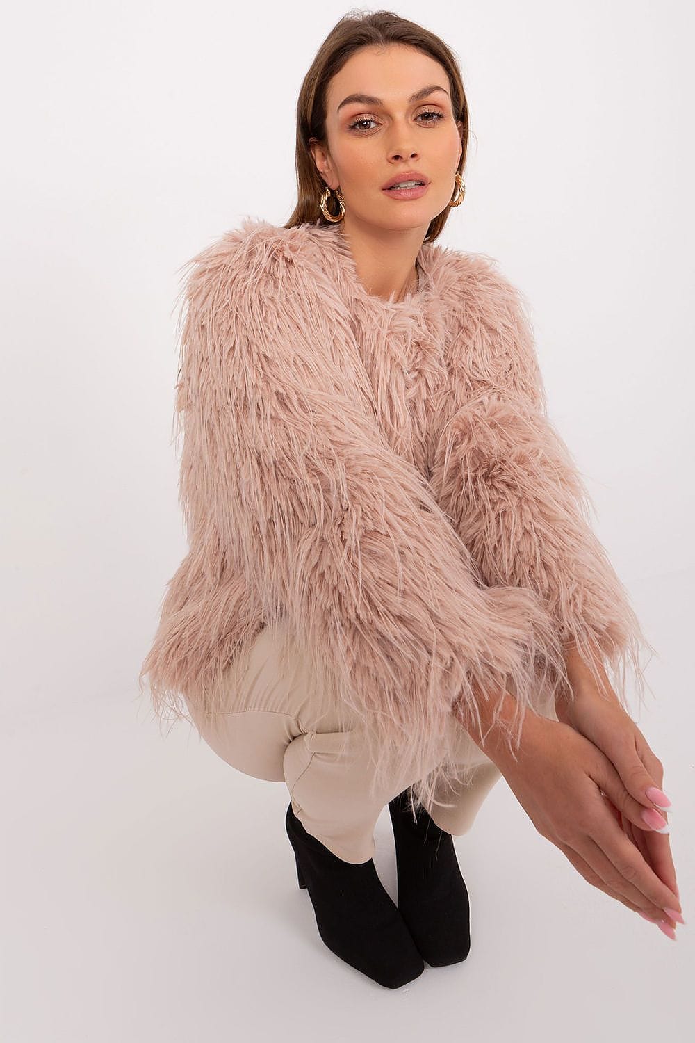 Women Transitional Jacket Fur Trim Elegant - ShalayeFashion