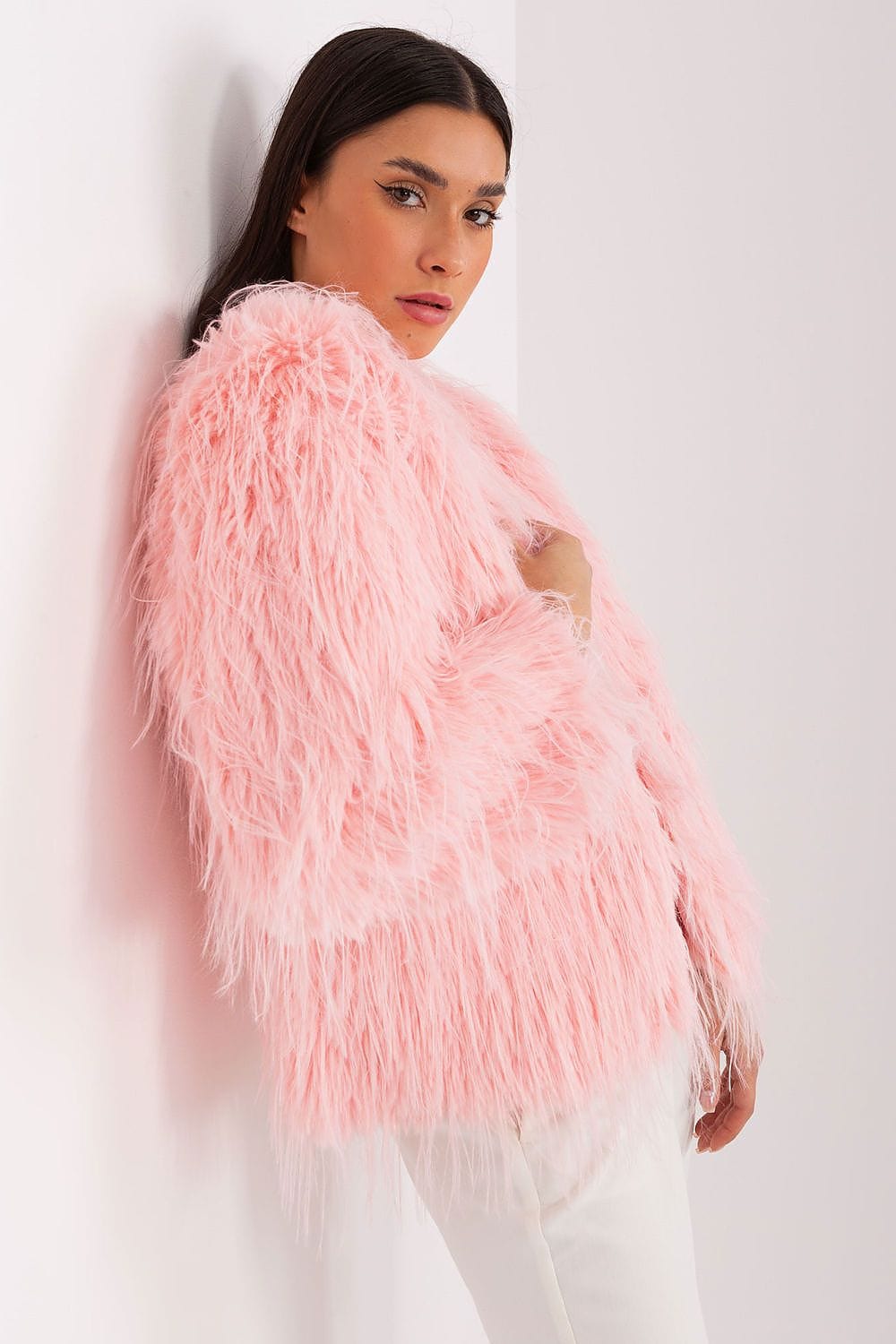 Women Transitional Jacket Fur Trim Elegant - ShalayeFashion