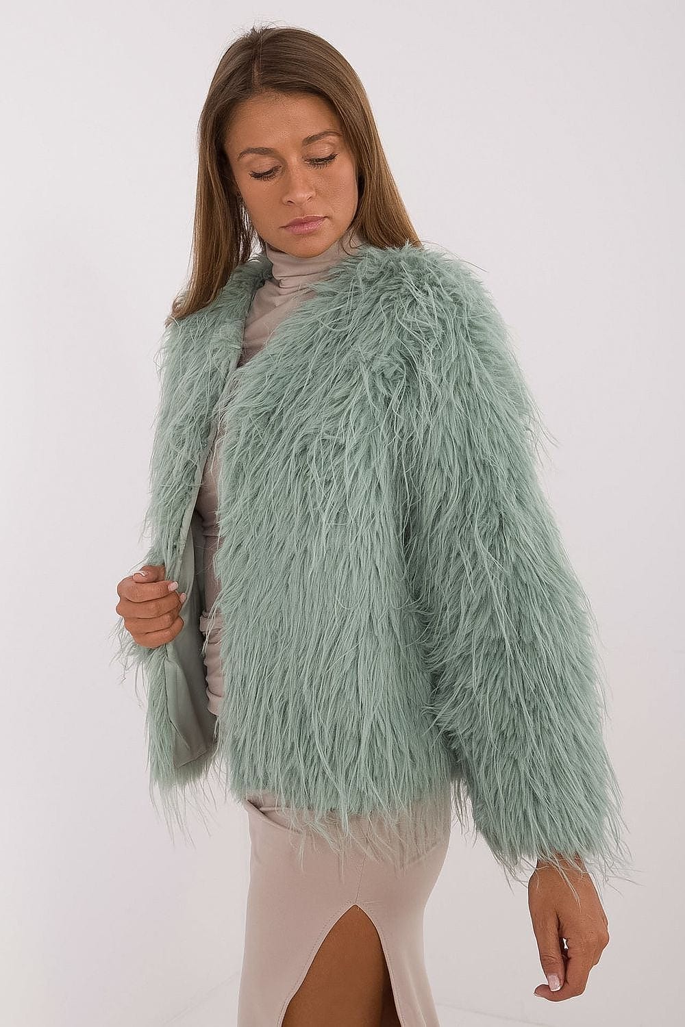 Women Transitional Jacket Fur Trim Elegant - ShalayeFashion