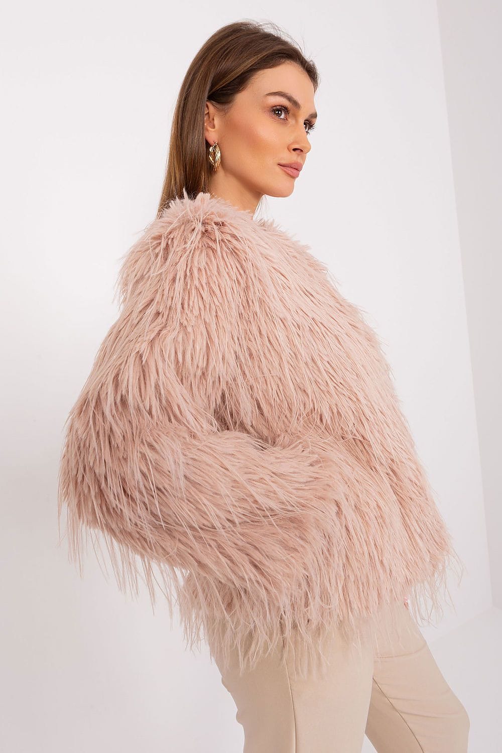 Women Transitional Jacket Fur Trim Elegant - ShalayeFashion
