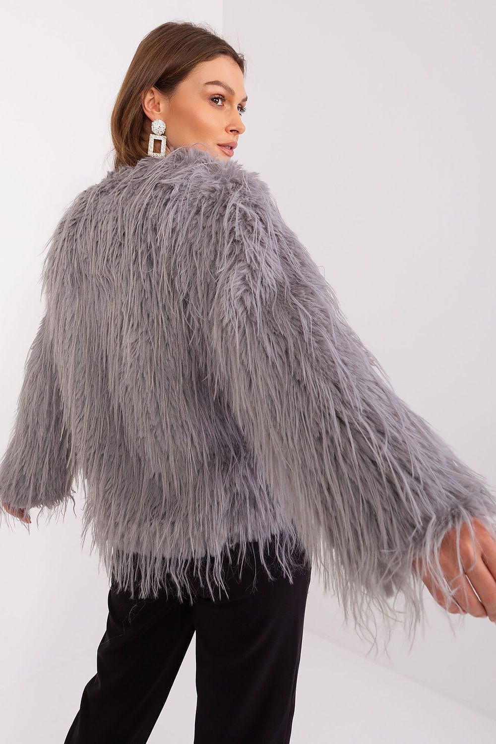 Women Transitional Jacket Fur Trim Elegant - ShalayeFashion