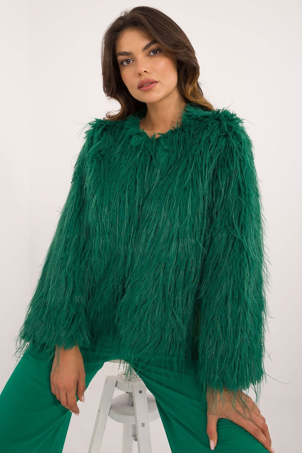Women Transitional Jacket Fur Trim Elegant - ShalayeFashion