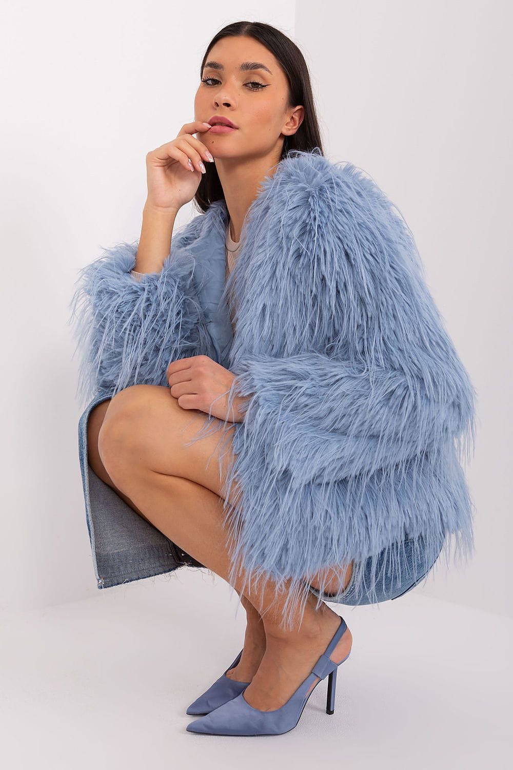 Women Transitional Jacket Fur Trim Elegant - ShalayeFashion