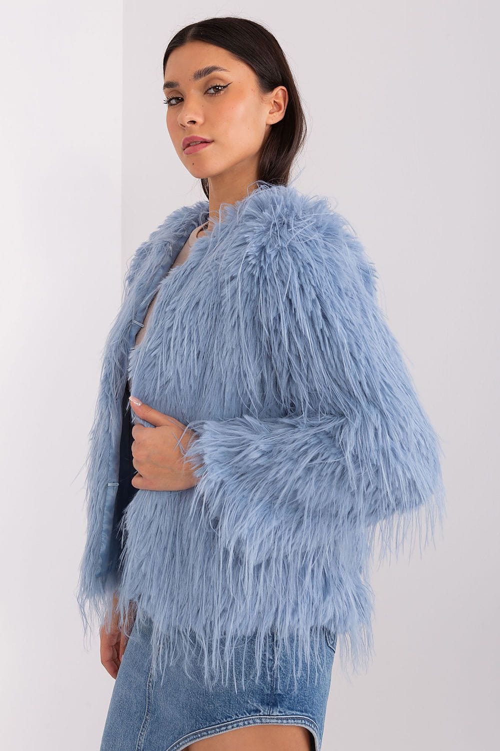 Women Transitional Jacket Fur Trim Elegant - ShalayeFashion