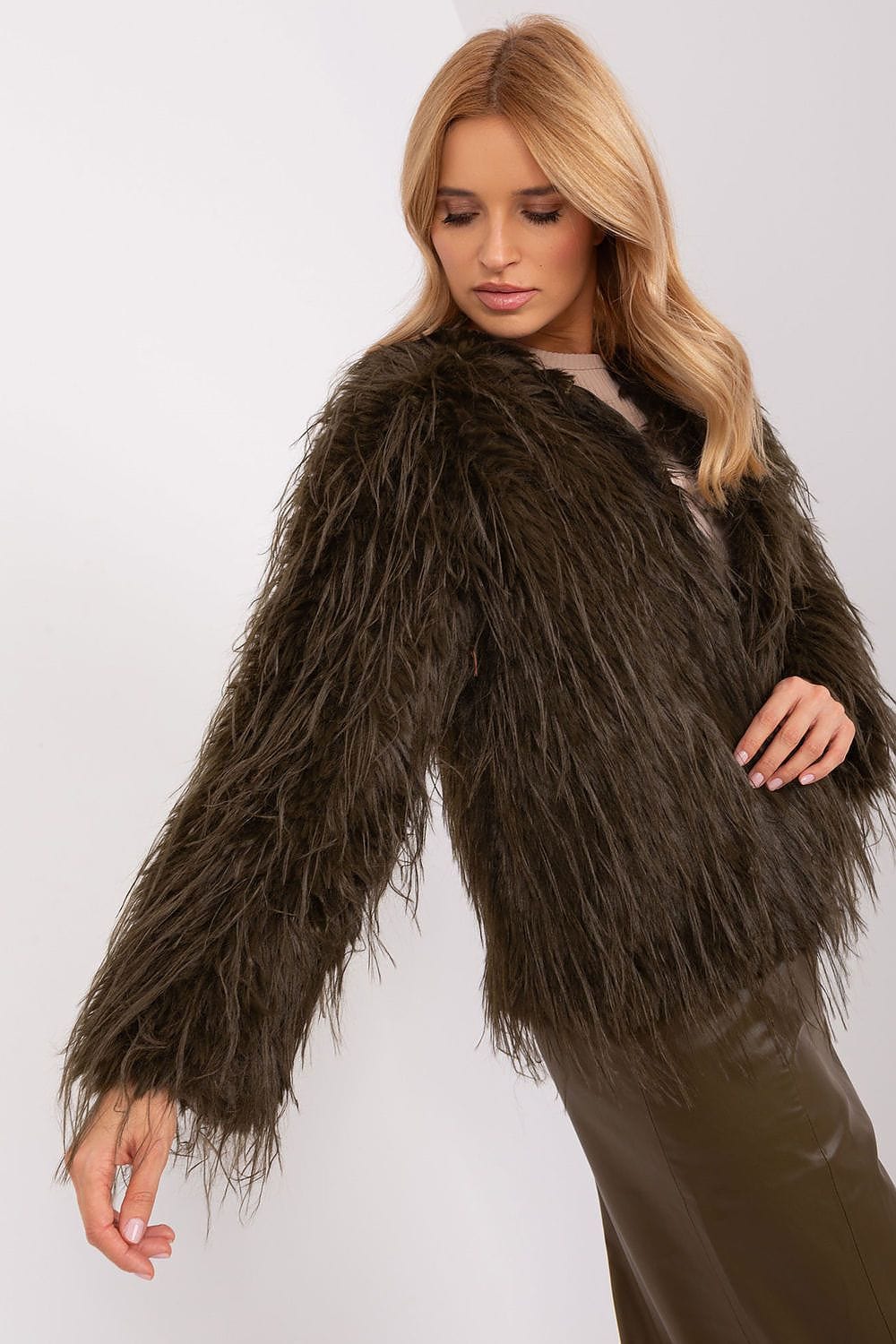 Women Transitional Jacket Fur Trim Elegant - ShalayeFashion