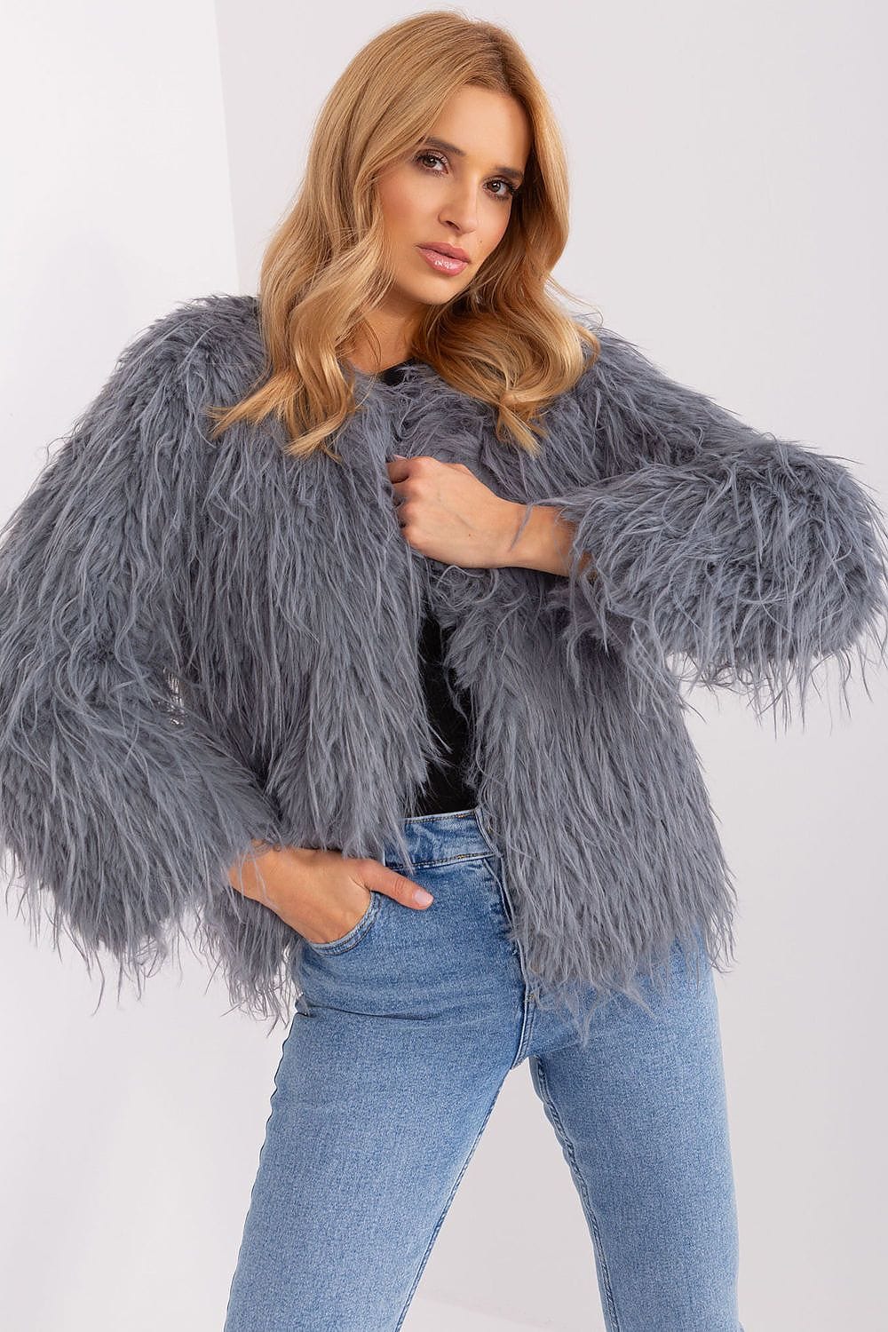 Women Transitional Jacket Fur Trim Elegant - ShalayeFashion