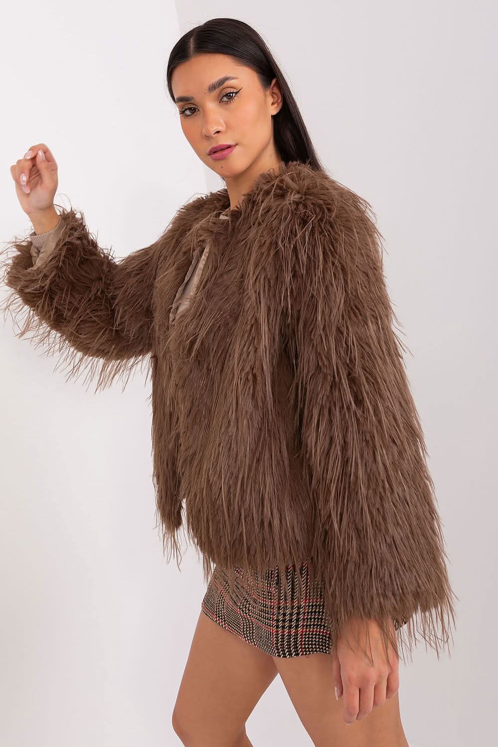 Women Transitional Jacket Fur Trim Elegant - ShalayeFashion