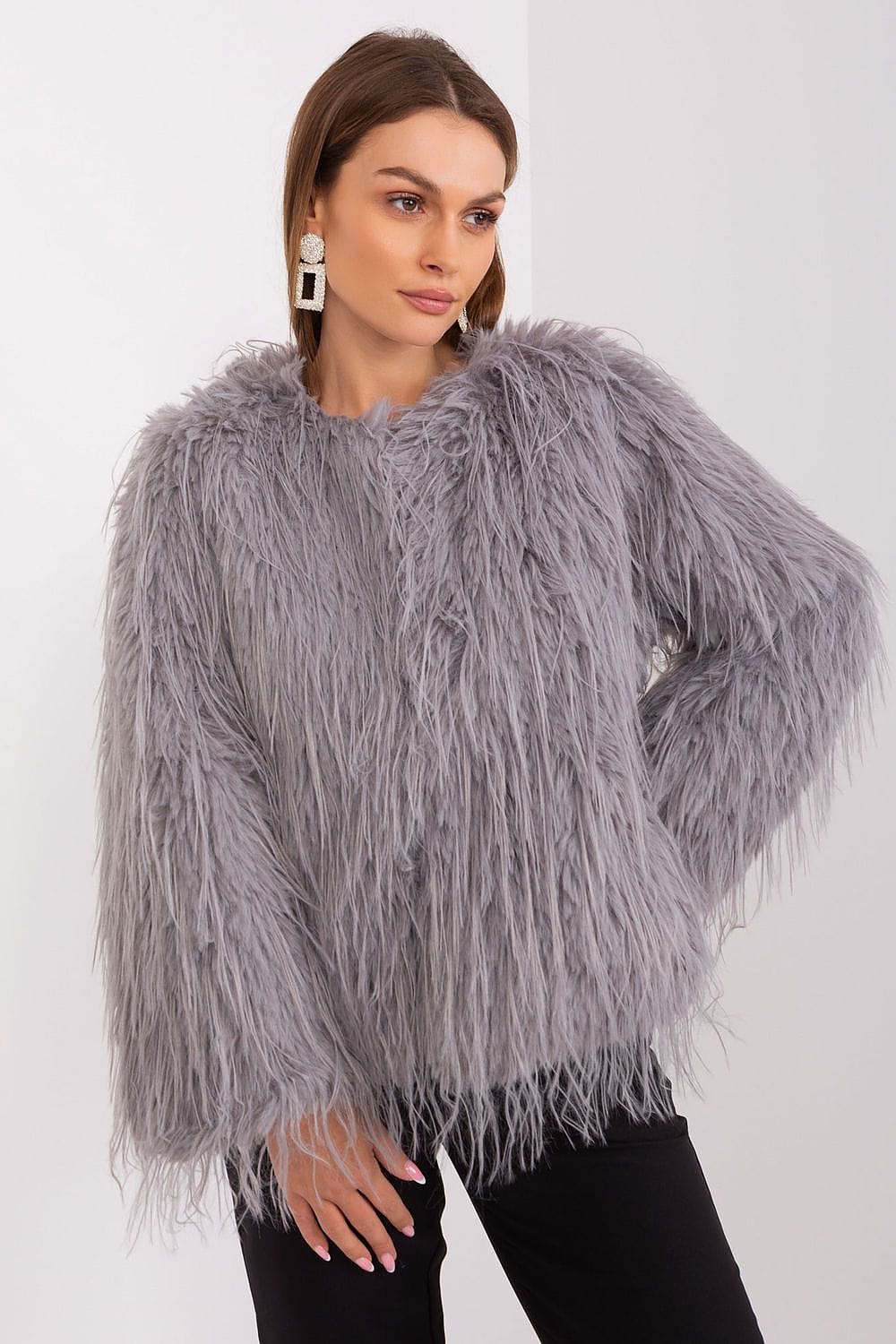 Women Transitional Jacket Fur Trim Elegant - ShalayeFashion
