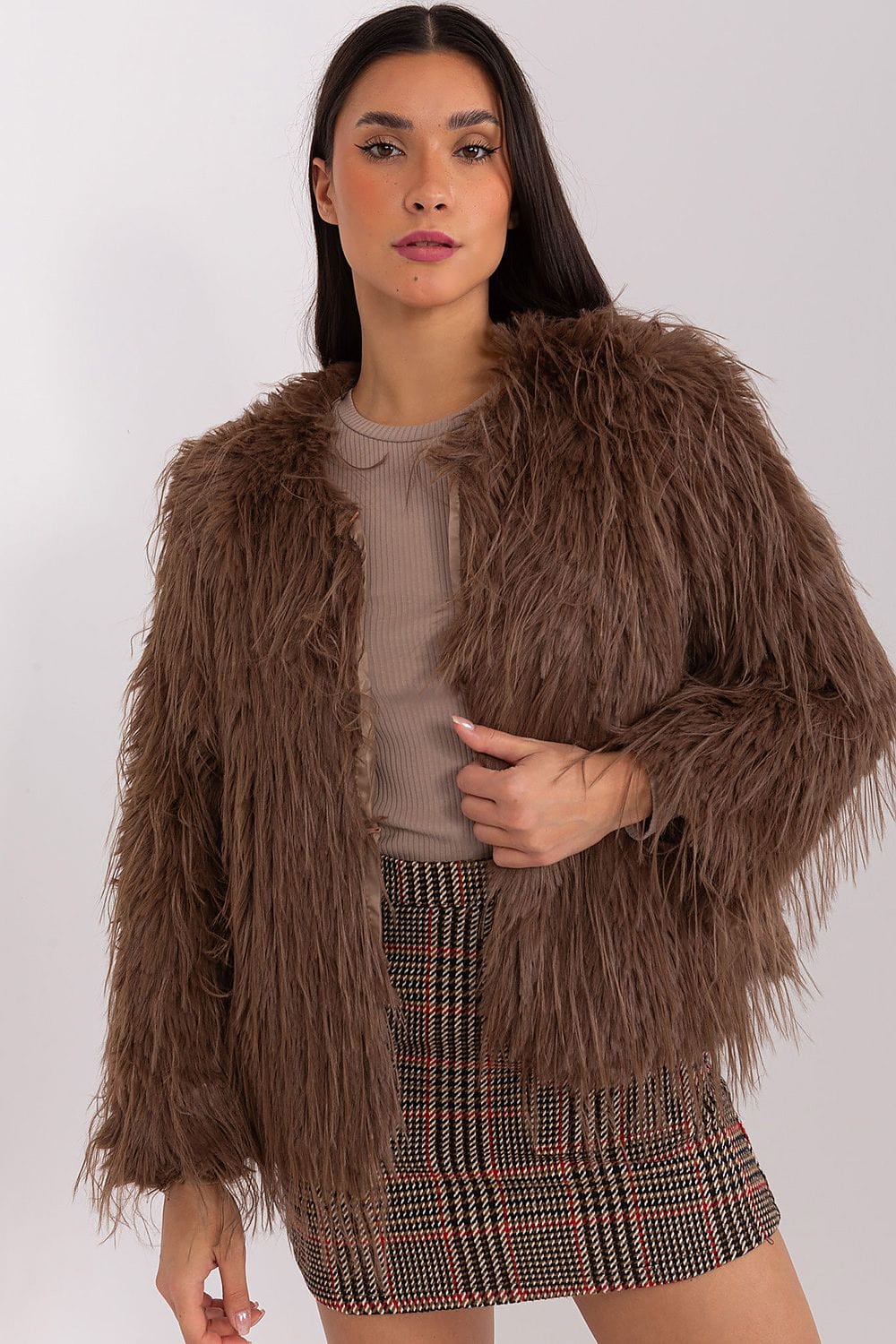 Women Transitional Jacket Fur Trim Elegant - ShalayeFashion