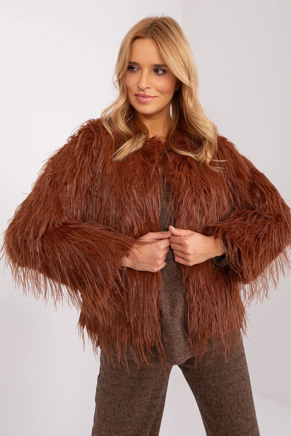 Women Transitional Jacket Fur Trim Elegant - ShalayeFashion