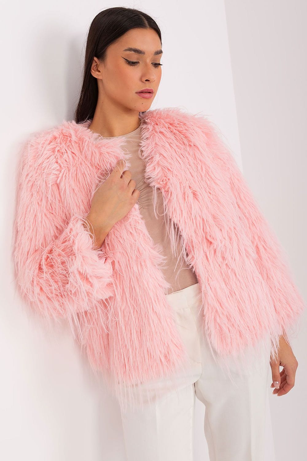 Women Transitional Jacket Fur Trim Elegant - ShalayeFashion