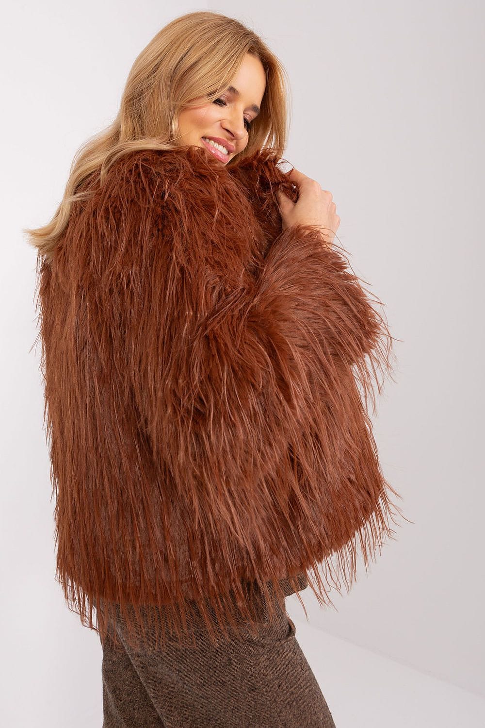 Women Transitional Jacket Fur Trim Elegant - ShalayeFashion