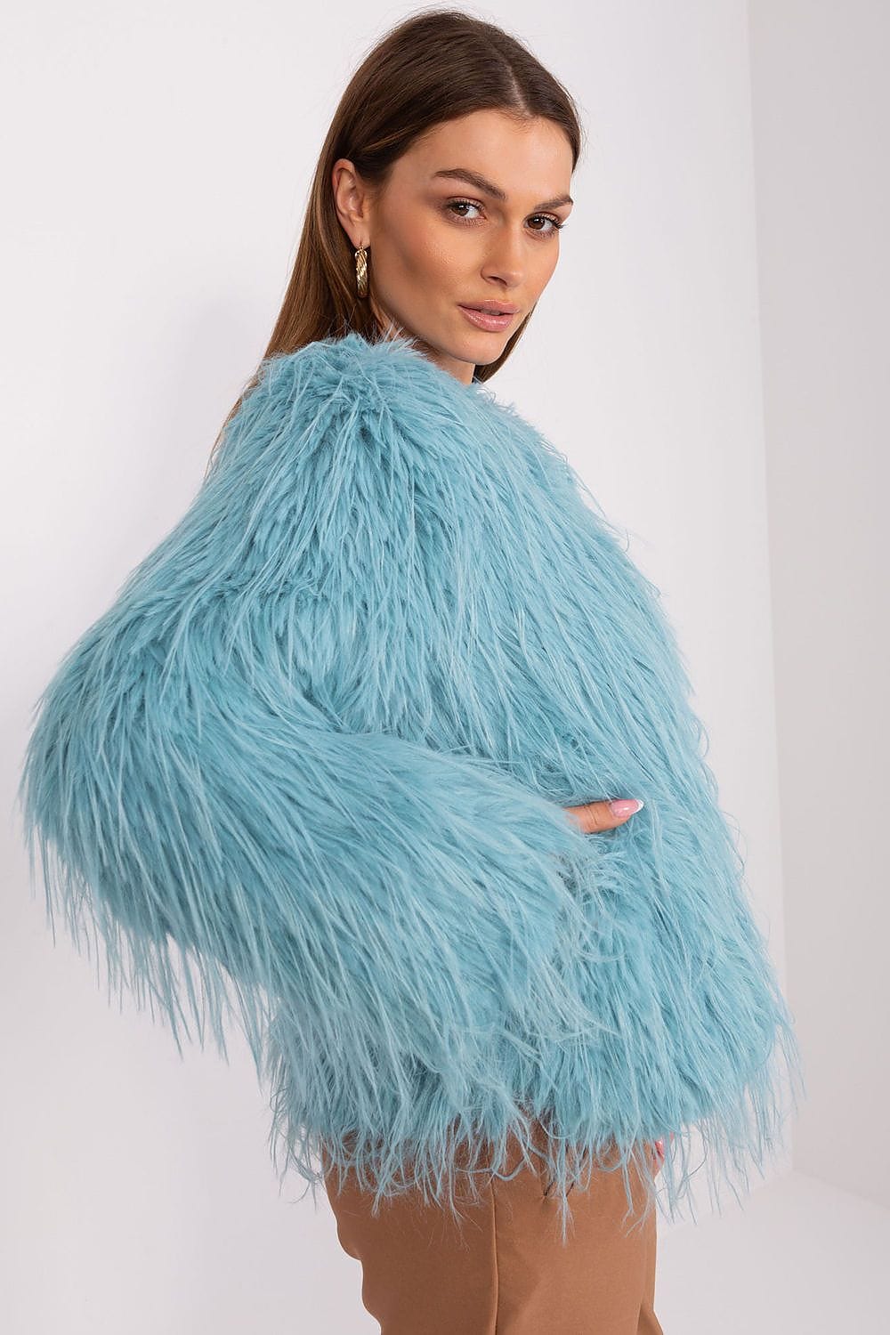 Women Transitional Jacket Fur Trim Elegant - ShalayeFashion