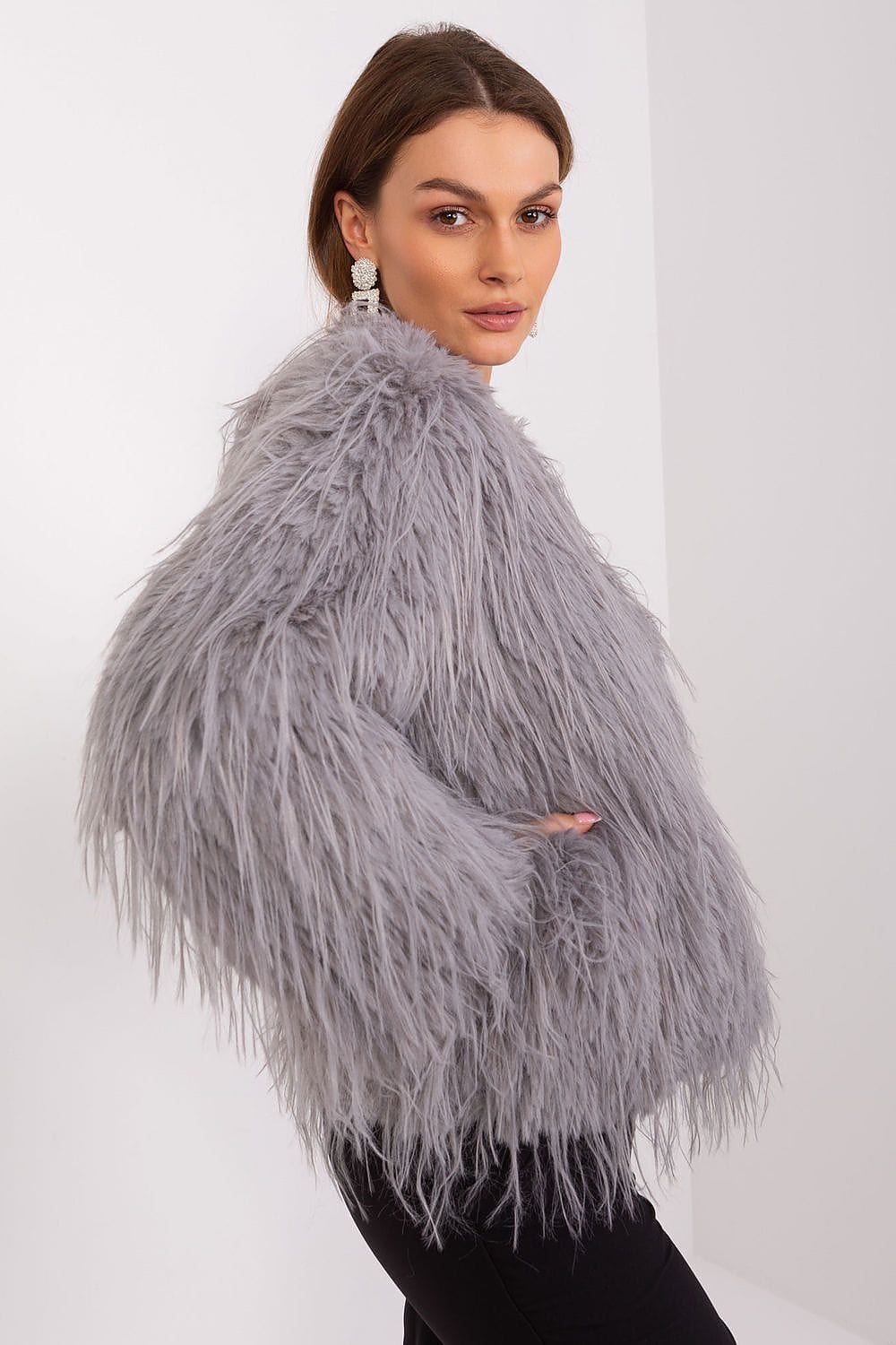 Women Transitional Jacket Fur Trim Elegant - ShalayeFashion