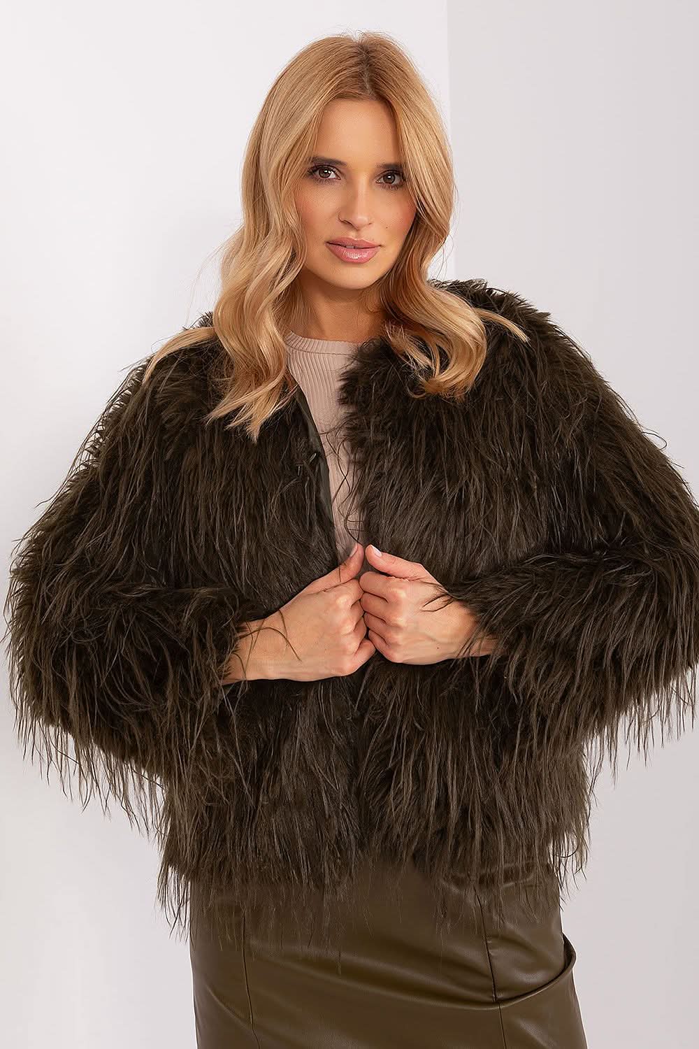 Women Transitional Jacket Fur Trim Elegant - ShalayeFashion