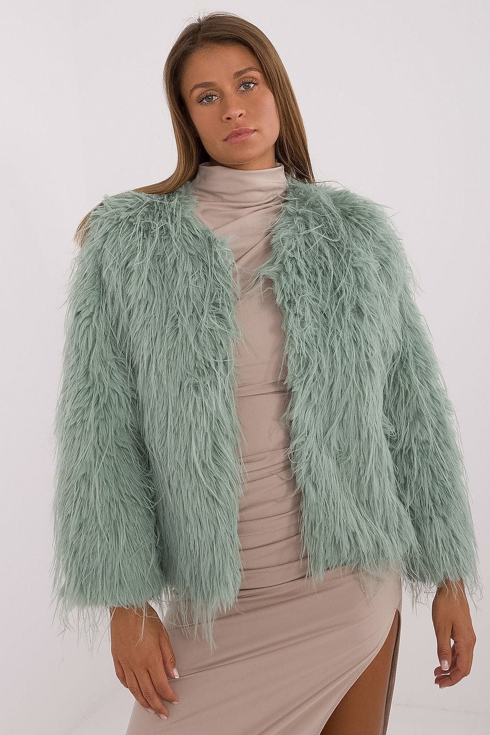 Women Transitional Jacket Fur Trim Elegant - ShalayeFashion