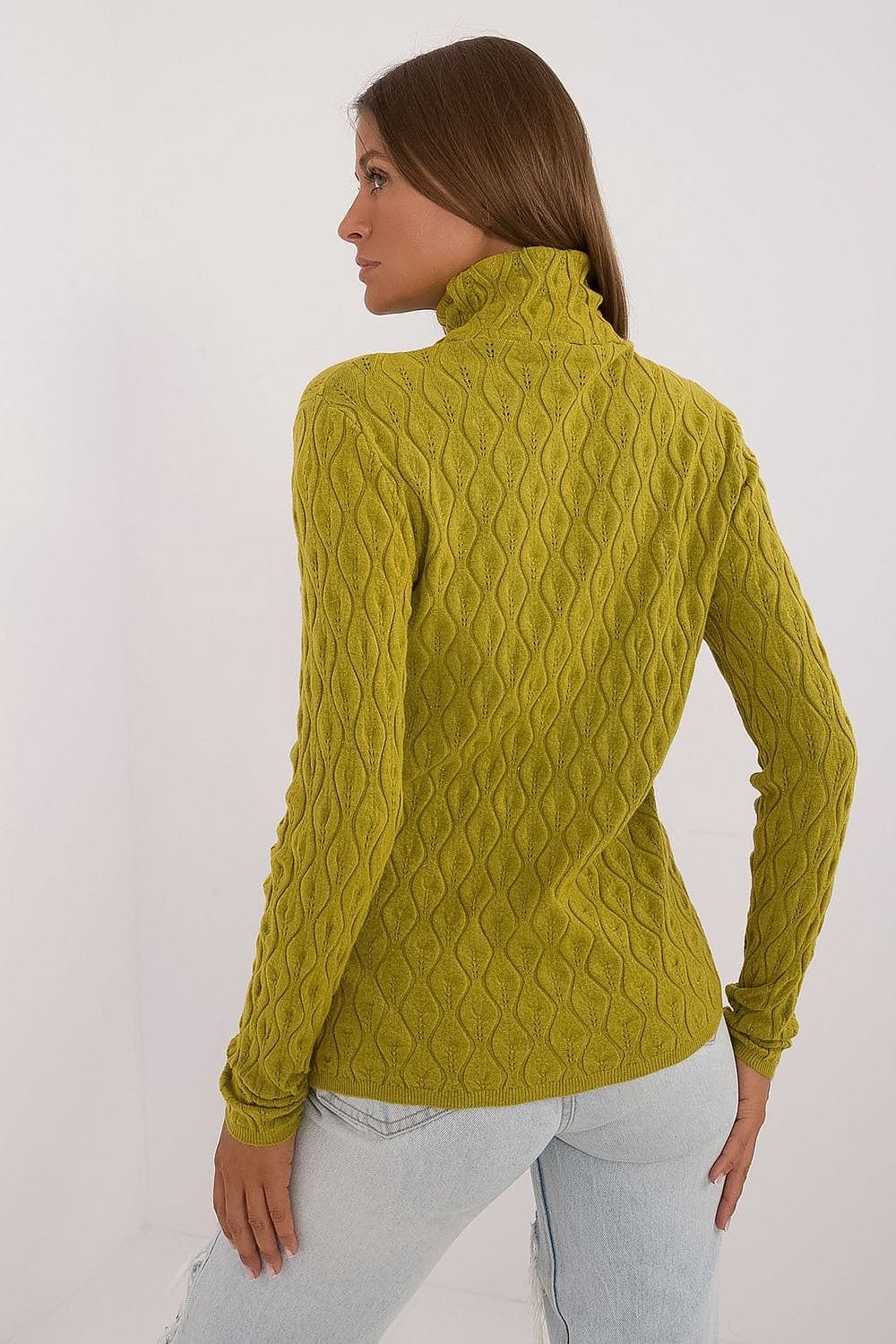 Women Turtleneck Sweater Lacy Pattern - ShalayeFashion