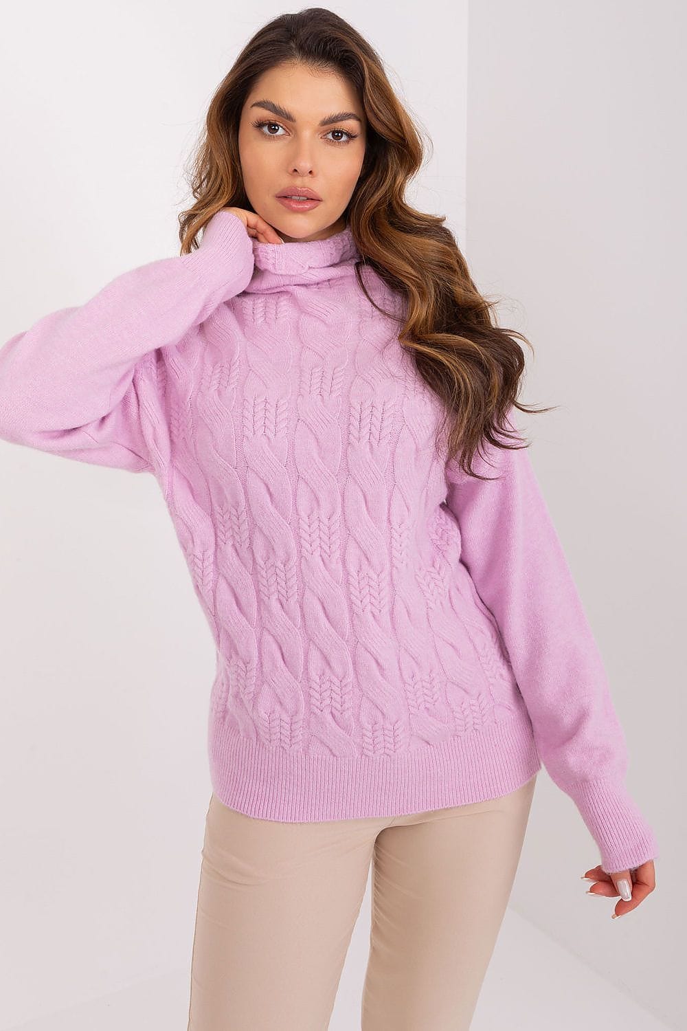 Women Turtleneck Sweater Textured - ShalayeFashion