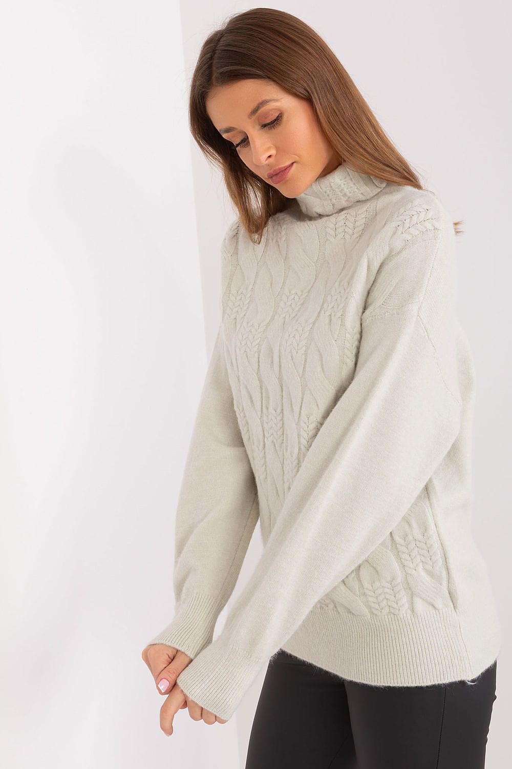 Women Turtleneck Sweater Textured - ShalayeFashion