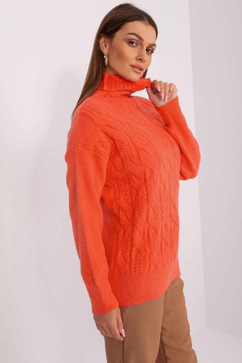 Women Turtleneck Sweater Textured - ShalayeFashion
