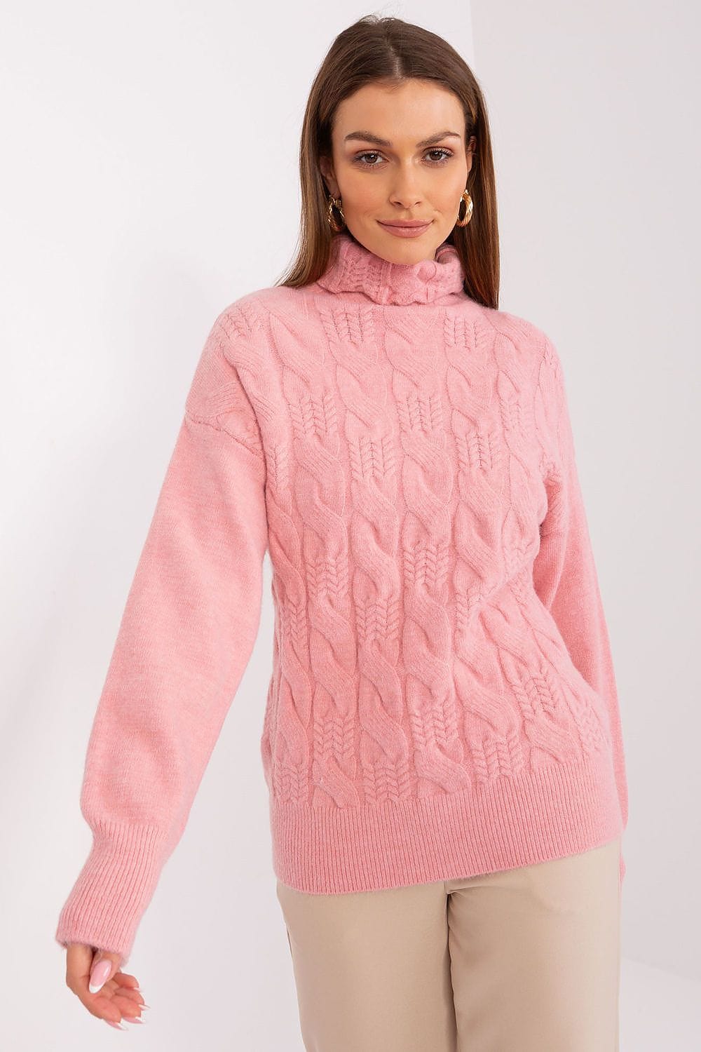 Women Turtleneck Sweater Textured - ShalayeFashion