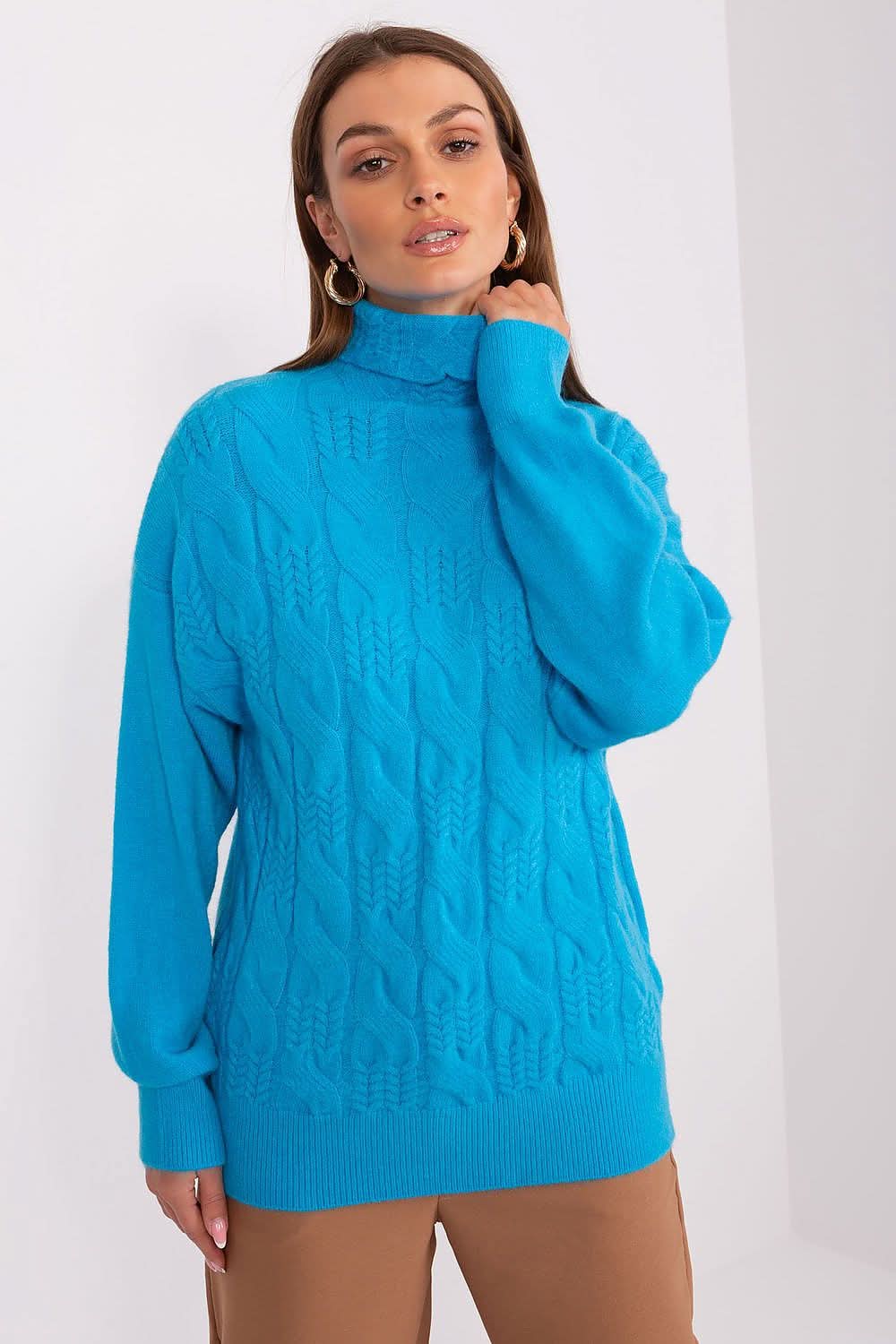Women Turtleneck Sweater Textured - ShalayeFashion