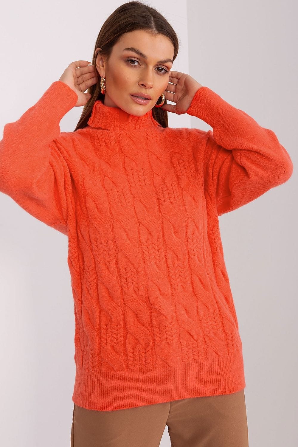 Women Turtleneck Sweater Textured - ShalayeFashion