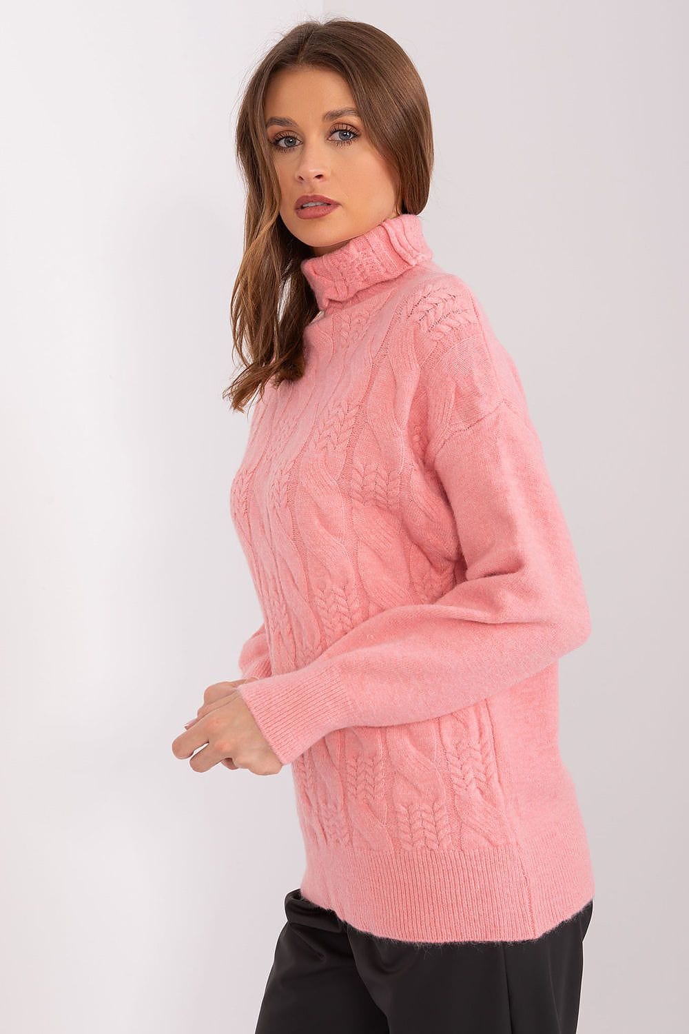 Women Turtleneck Sweater Textured - ShalayeFashion