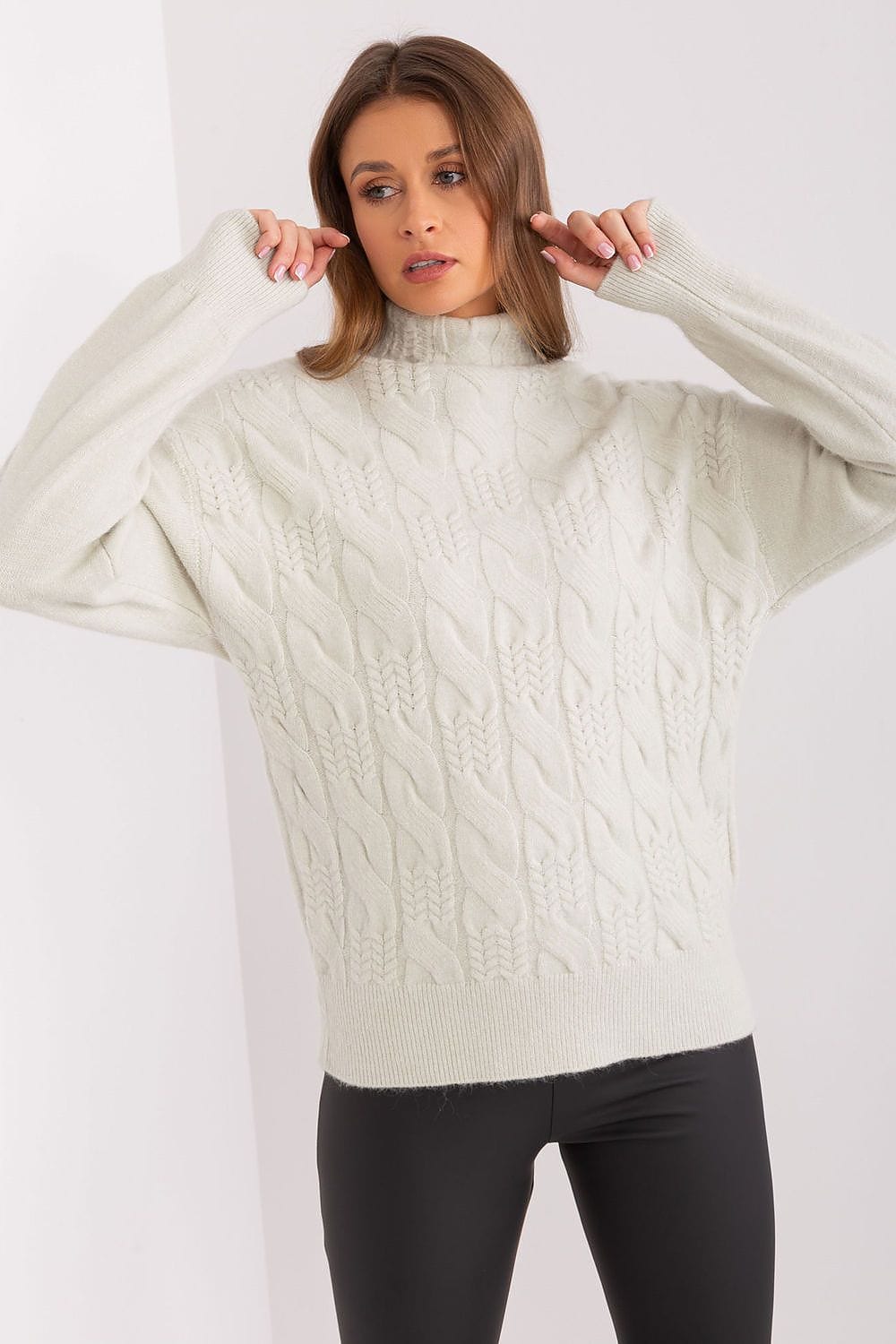 Women Turtleneck Sweater Textured - ShalayeFashion